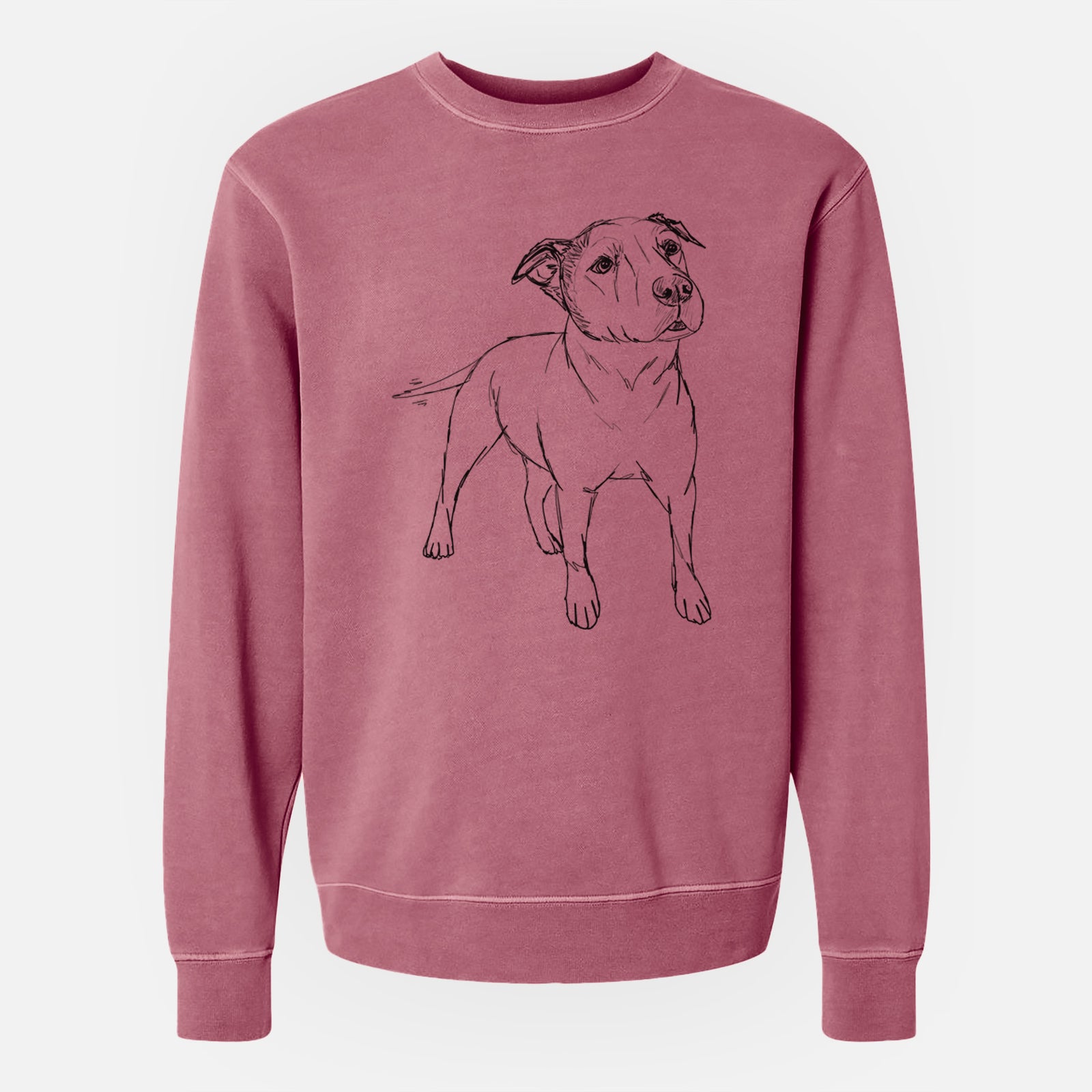 Doodled Bruno the American Staffordshire Terrier - Unisex Pigment Dyed Crew Sweatshirt