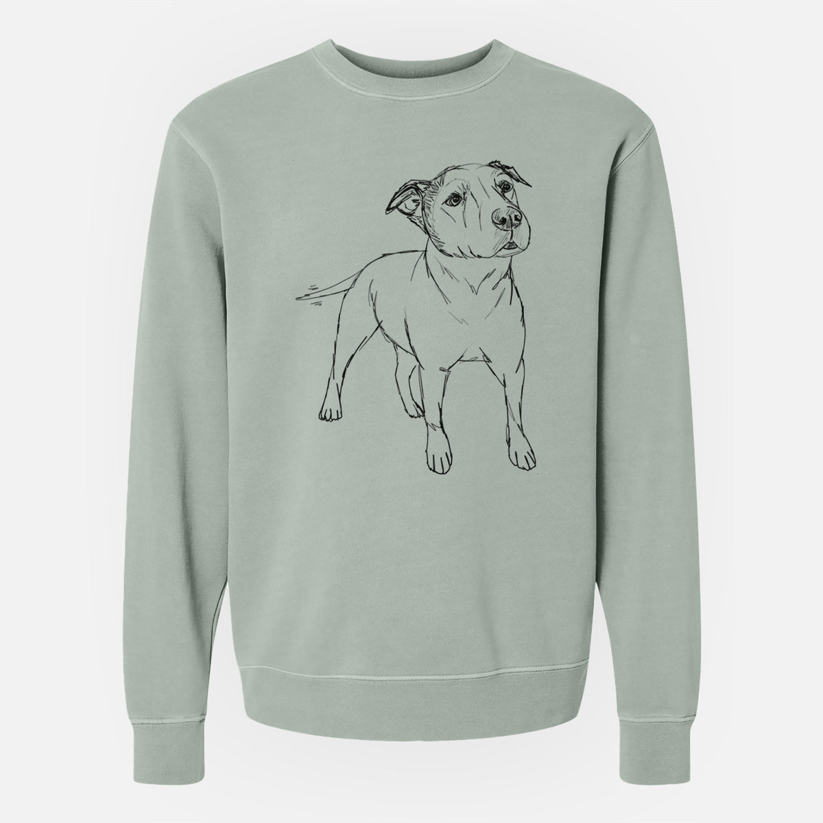 Doodled Bruno the American Staffordshire Terrier - Unisex Pigment Dyed Crew Sweatshirt