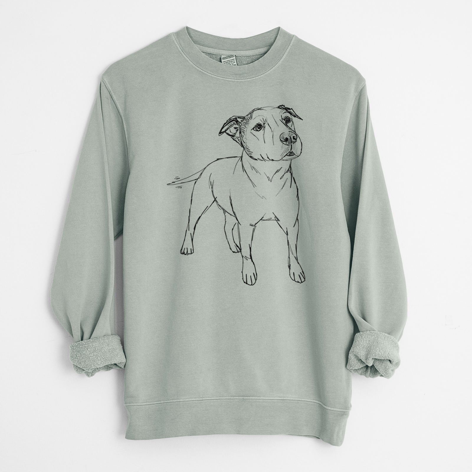 Doodled Bruno the American Staffordshire Terrier - Unisex Pigment Dyed Crew Sweatshirt