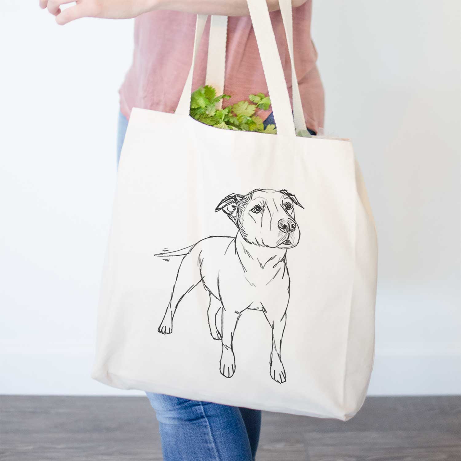 Doodled Bruno the American Staffordshire Terrier - Tote Bag