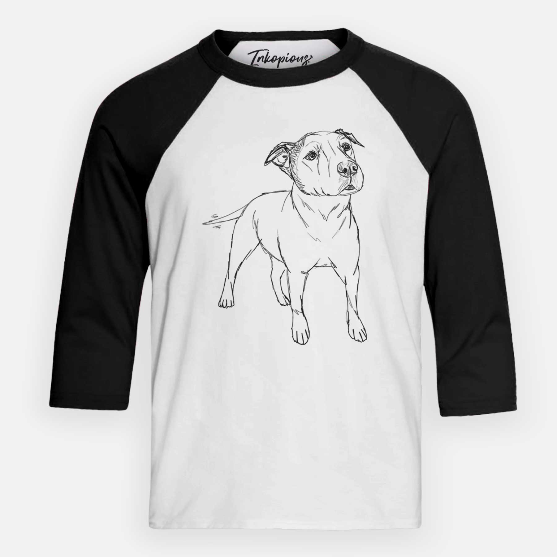 Doodled Bruno the American Staffordshire Terrier - Youth 3/4 Long Sleeve