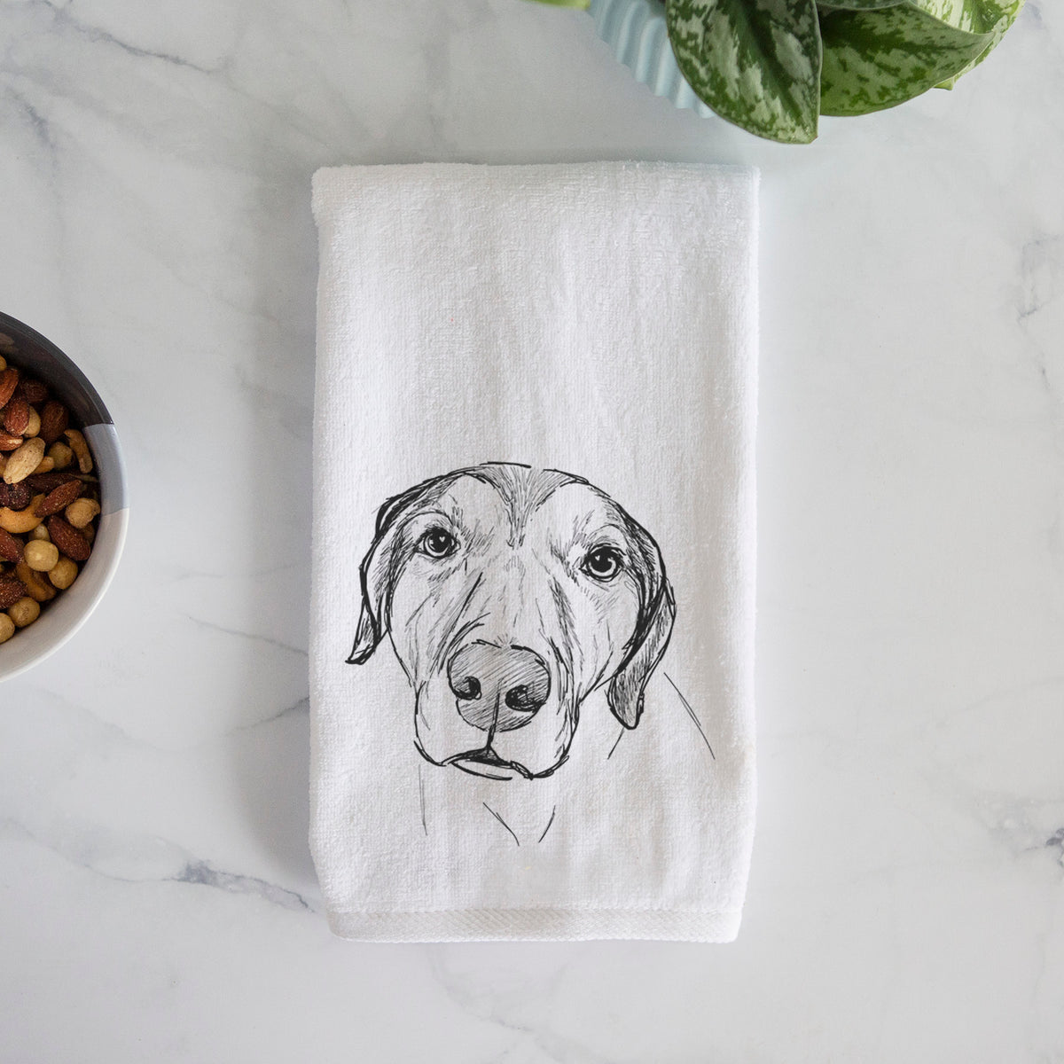 Doodled Buckeye the Catahoula Leopard Mix Decorative Hand Towel