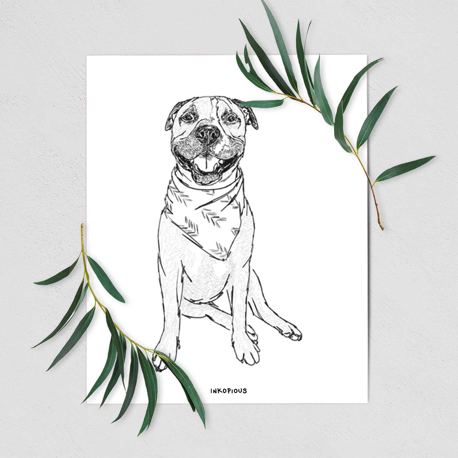 Doodled Buddy the American Staffordshire Terrier Art Print