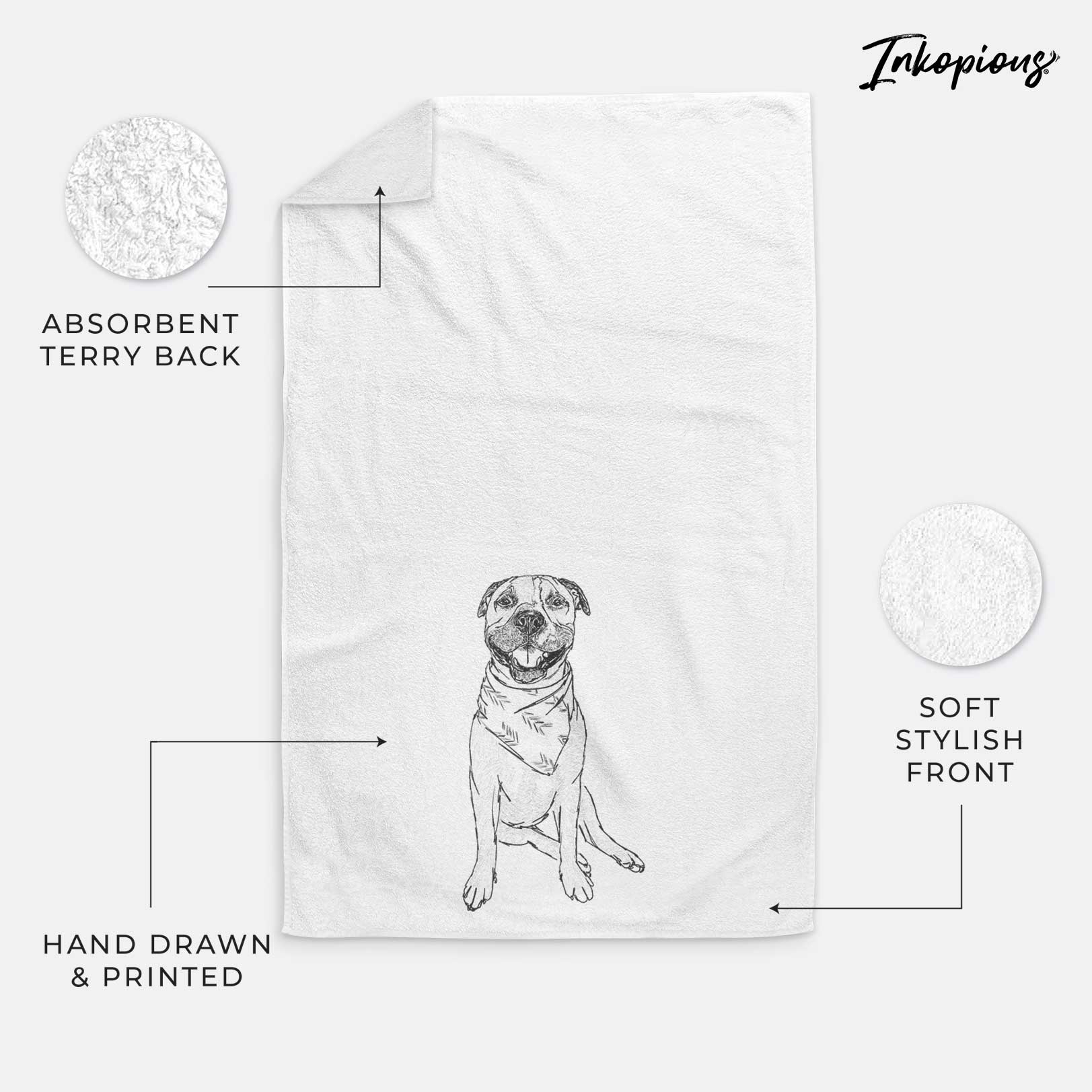 Doodled Buddy the American Staffordshire Terrier Decorative Hand Towel