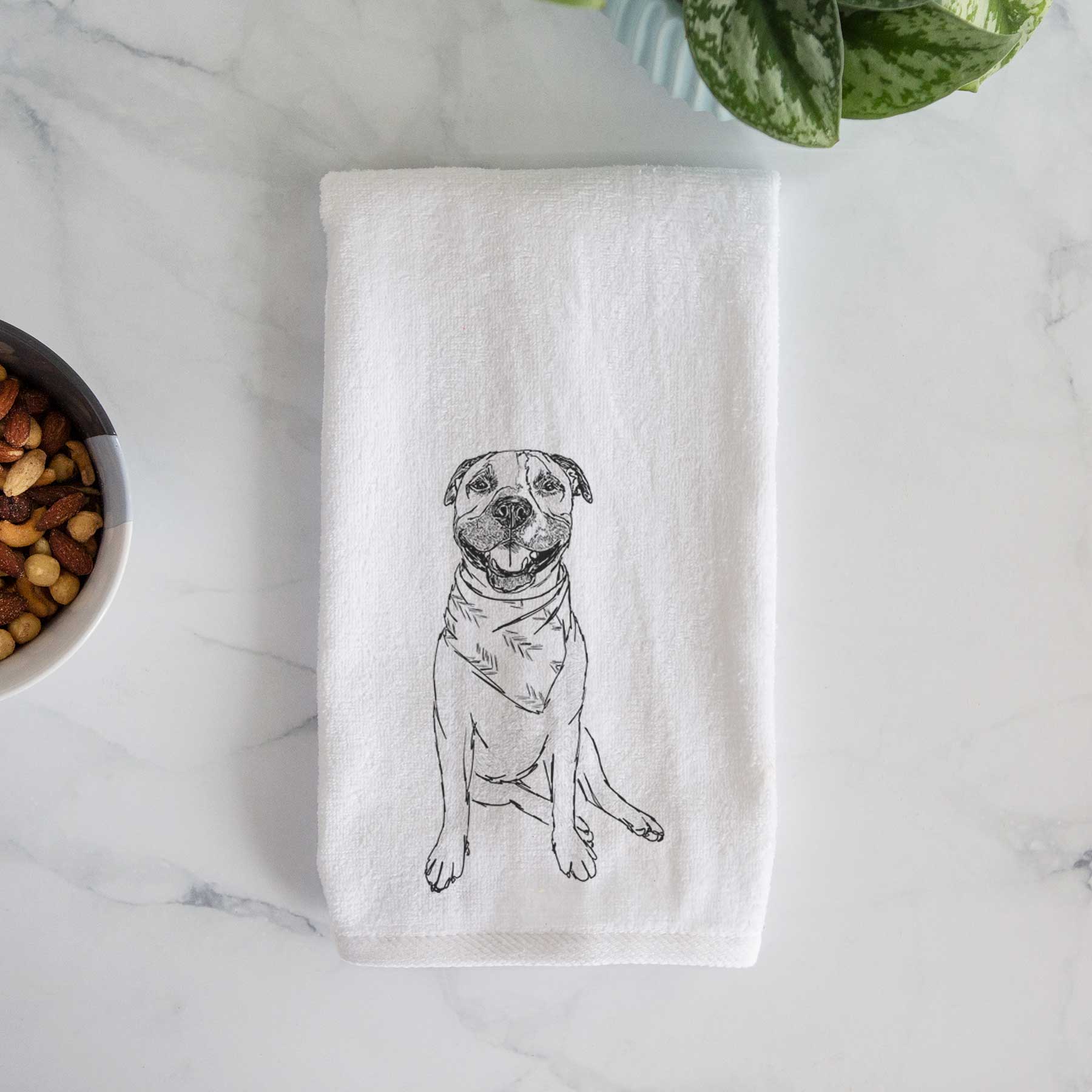 Doodled Buddy the American Staffordshire Terrier Decorative Hand Towel