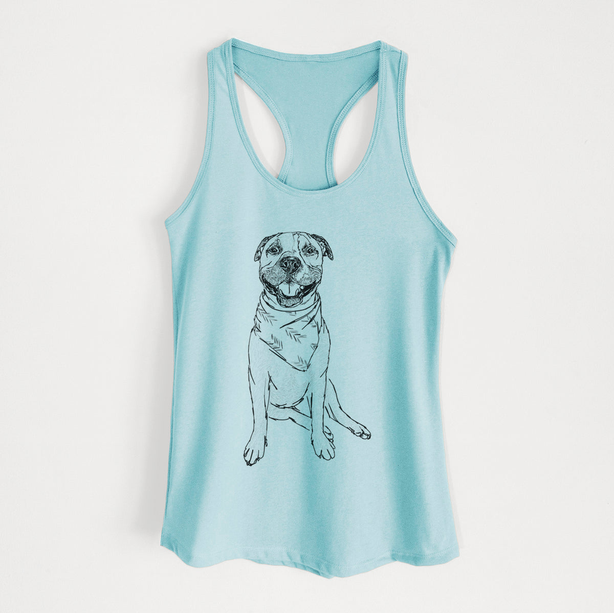 Doodled Buddy the American Staffordshire Terrier - Women&#39;s Racerback Tanktop