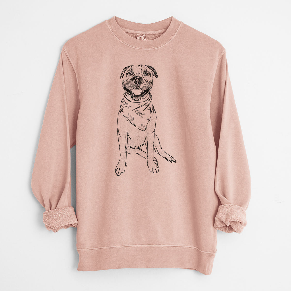 Doodled Buddy the American Staffordshire Terrier - Unisex Pigment Dyed Crew Sweatshirt