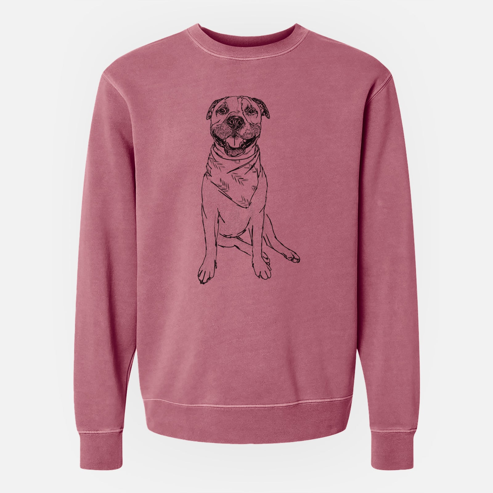 Doodled Buddy the American Staffordshire Terrier - Unisex Pigment Dyed Crew Sweatshirt