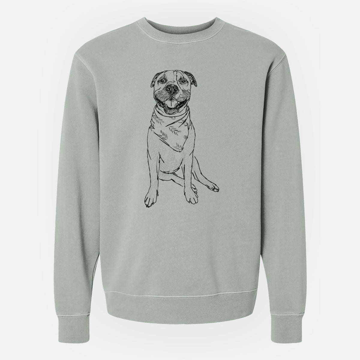 Doodled Buddy the American Staffordshire Terrier - Unisex Pigment Dyed Crew Sweatshirt