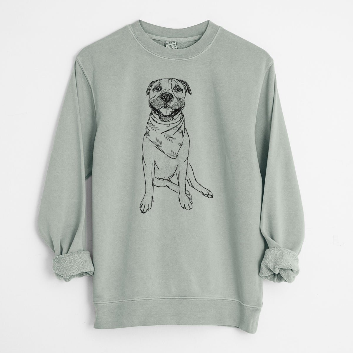 Doodled Buddy the American Staffordshire Terrier - Unisex Pigment Dyed Crew Sweatshirt