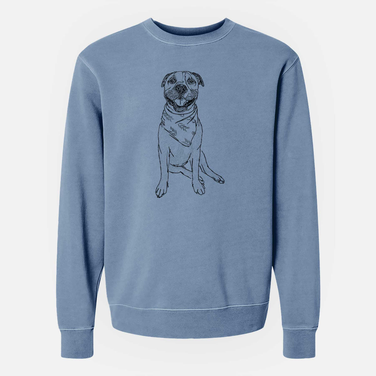 Doodled Buddy the American Staffordshire Terrier - Unisex Pigment Dyed Crew Sweatshirt