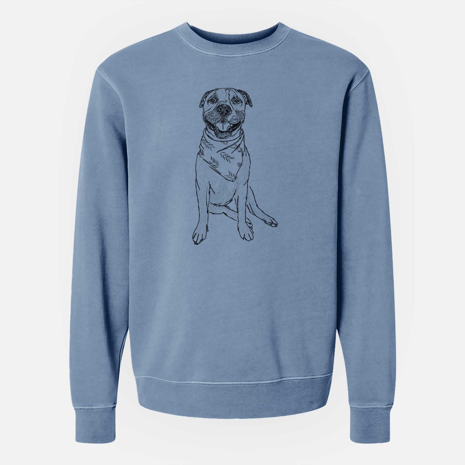 Doodled Buddy the American Staffordshire Terrier - Unisex Pigment Dyed Crew Sweatshirt