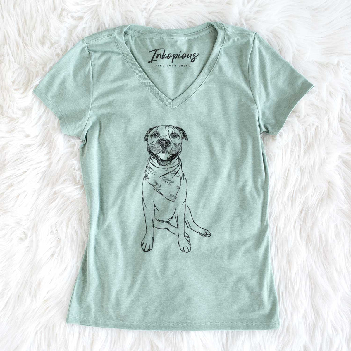 Doodled Buddy the American Staffordshire Terrier - Women&#39;s V-neck Shirt