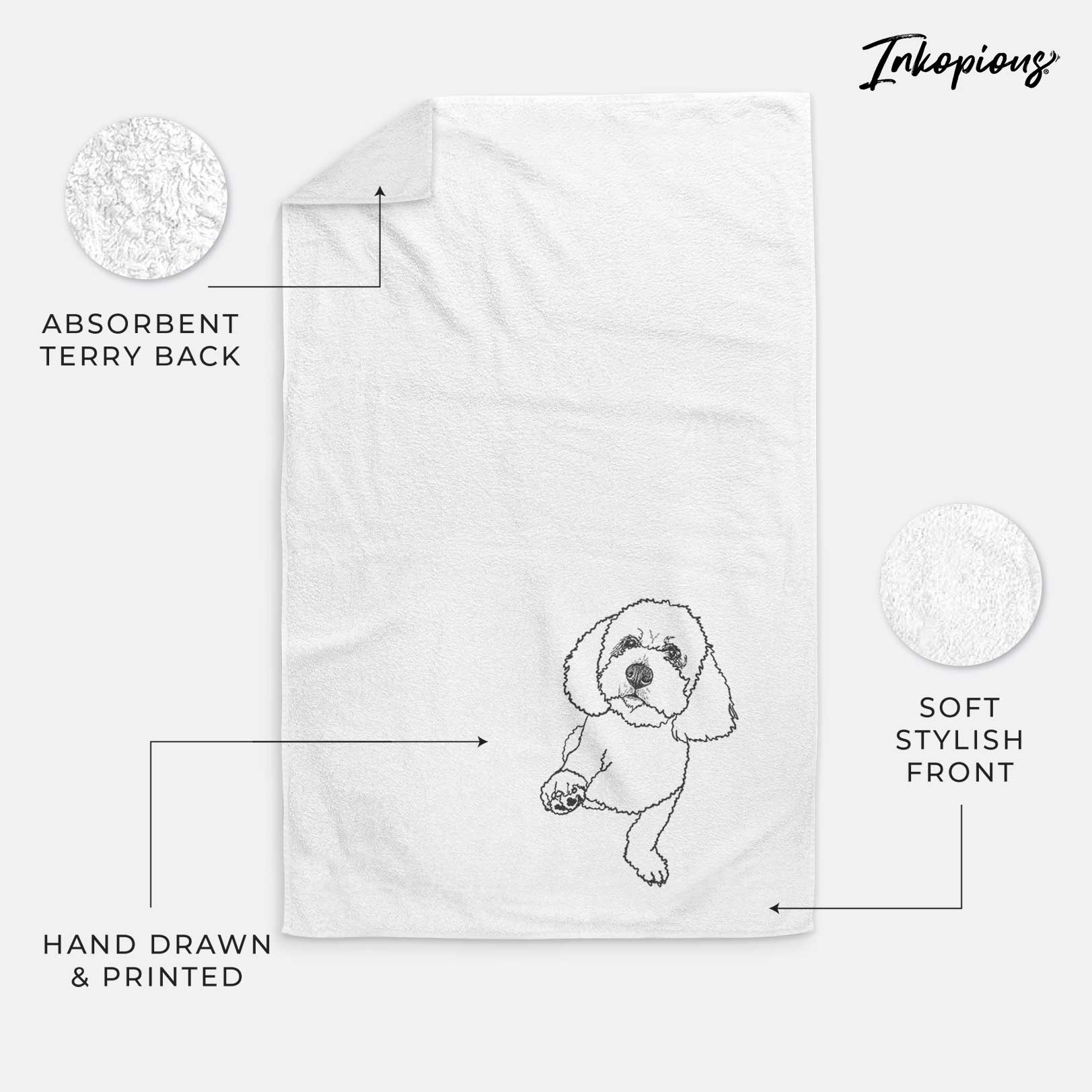 Doodled Buddy the Bichon Frise Decorative Hand Towel