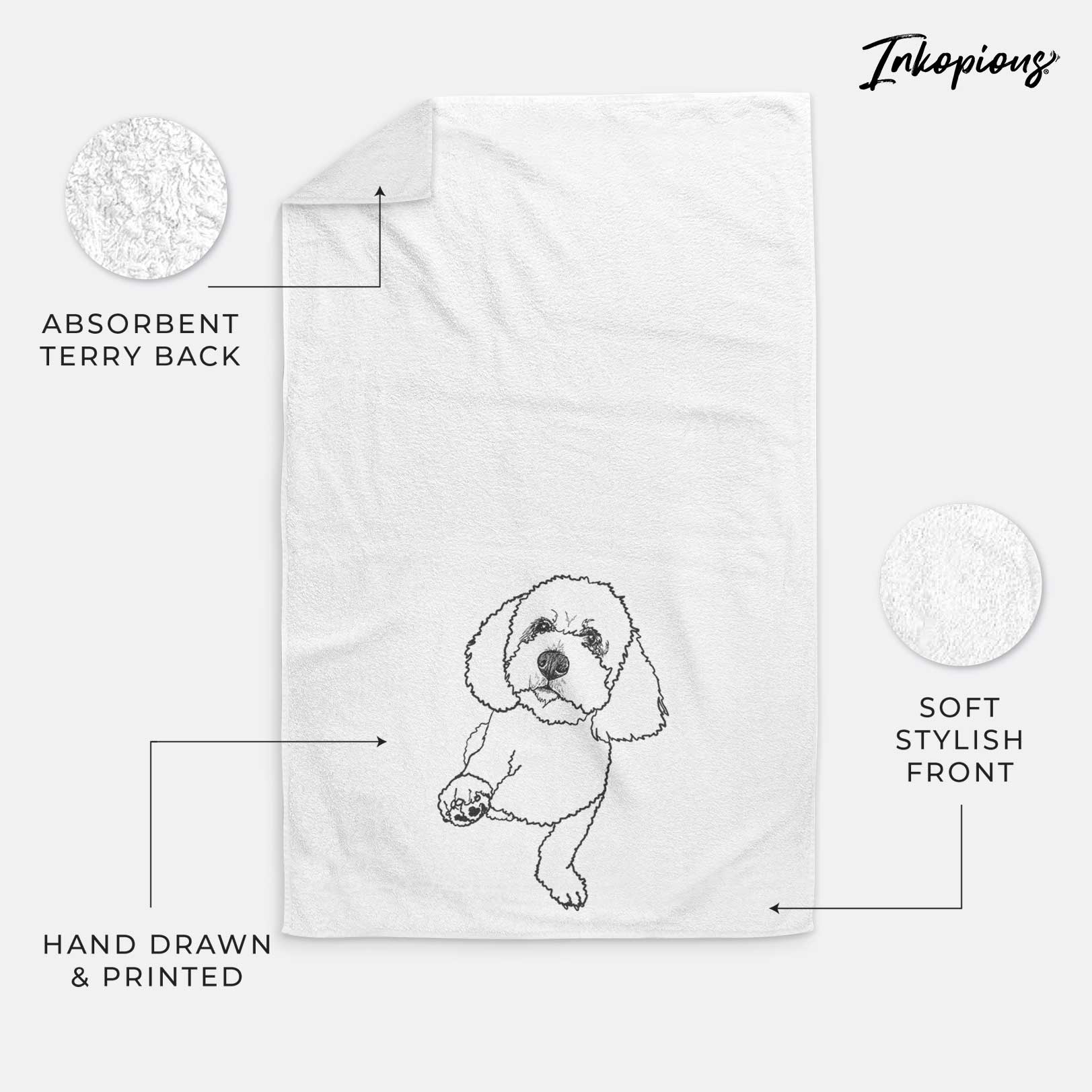 Doodled Buddy the Bichon Frise Decorative Hand Towel