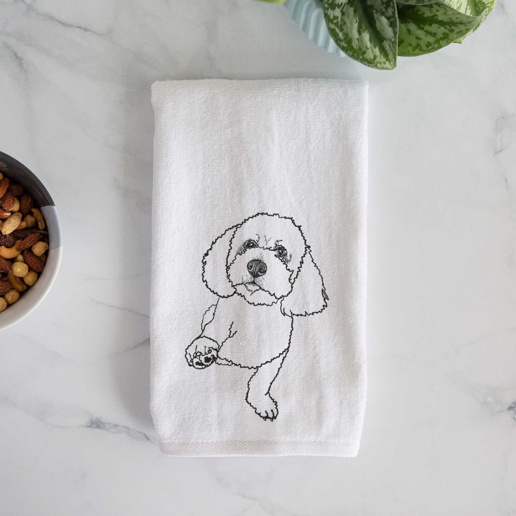 Doodled Buddy the Bichon Frise Decorative Hand Towel