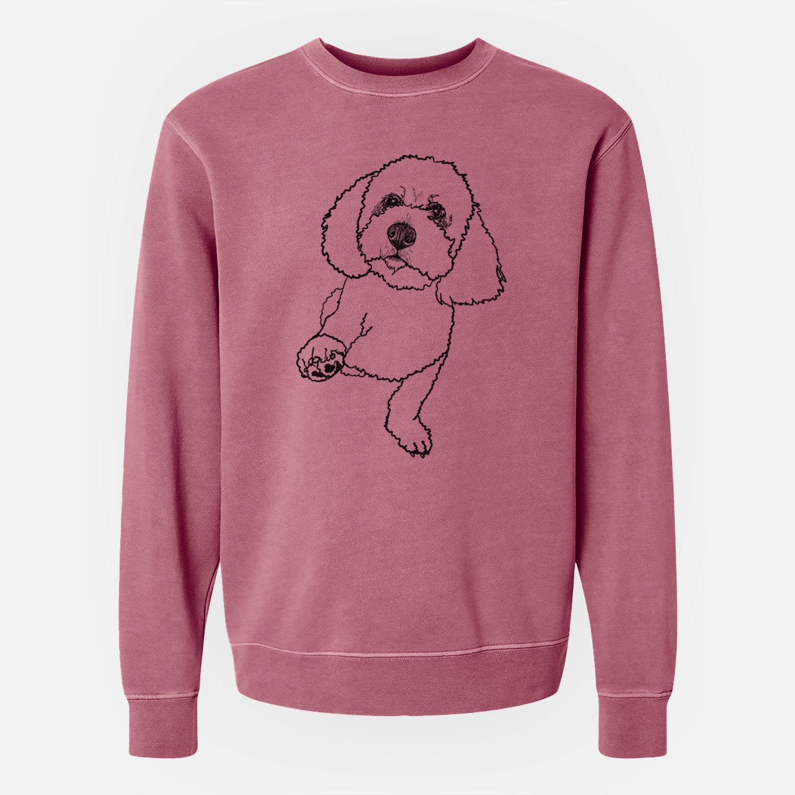 Doodled Buddy the Bichon Frise - Unisex Pigment Dyed Crew Sweatshirt