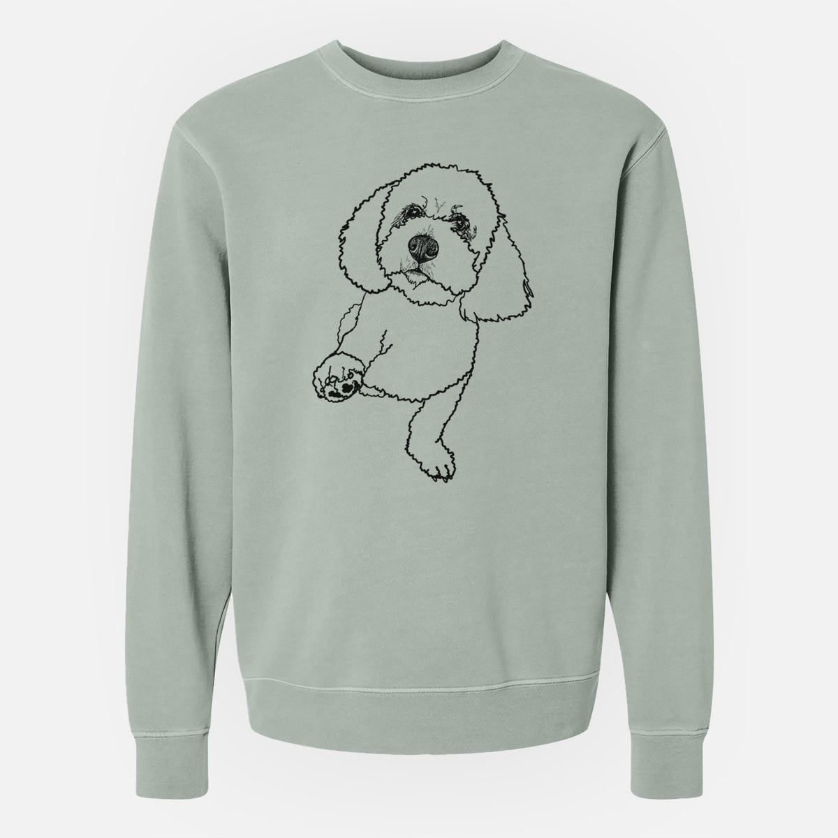 Doodled Buddy the Bichon Frise - Unisex Pigment Dyed Crew Sweatshirt