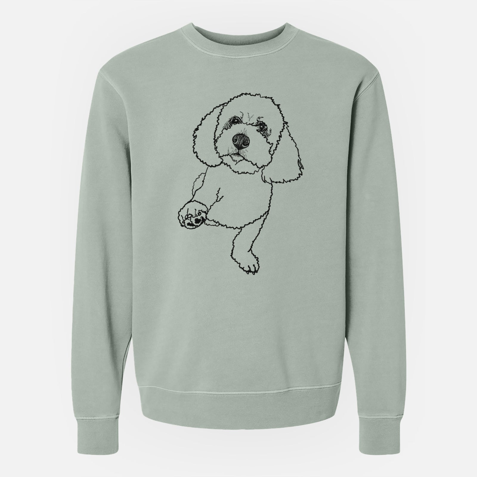 Doodled Buddy the Bichon Frise - Unisex Pigment Dyed Crew Sweatshirt