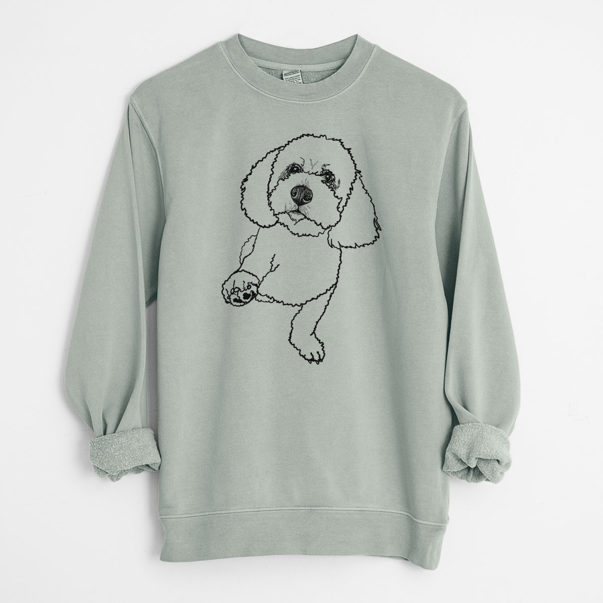 Doodled Buddy the Bichon Frise - Unisex Pigment Dyed Crew Sweatshirt