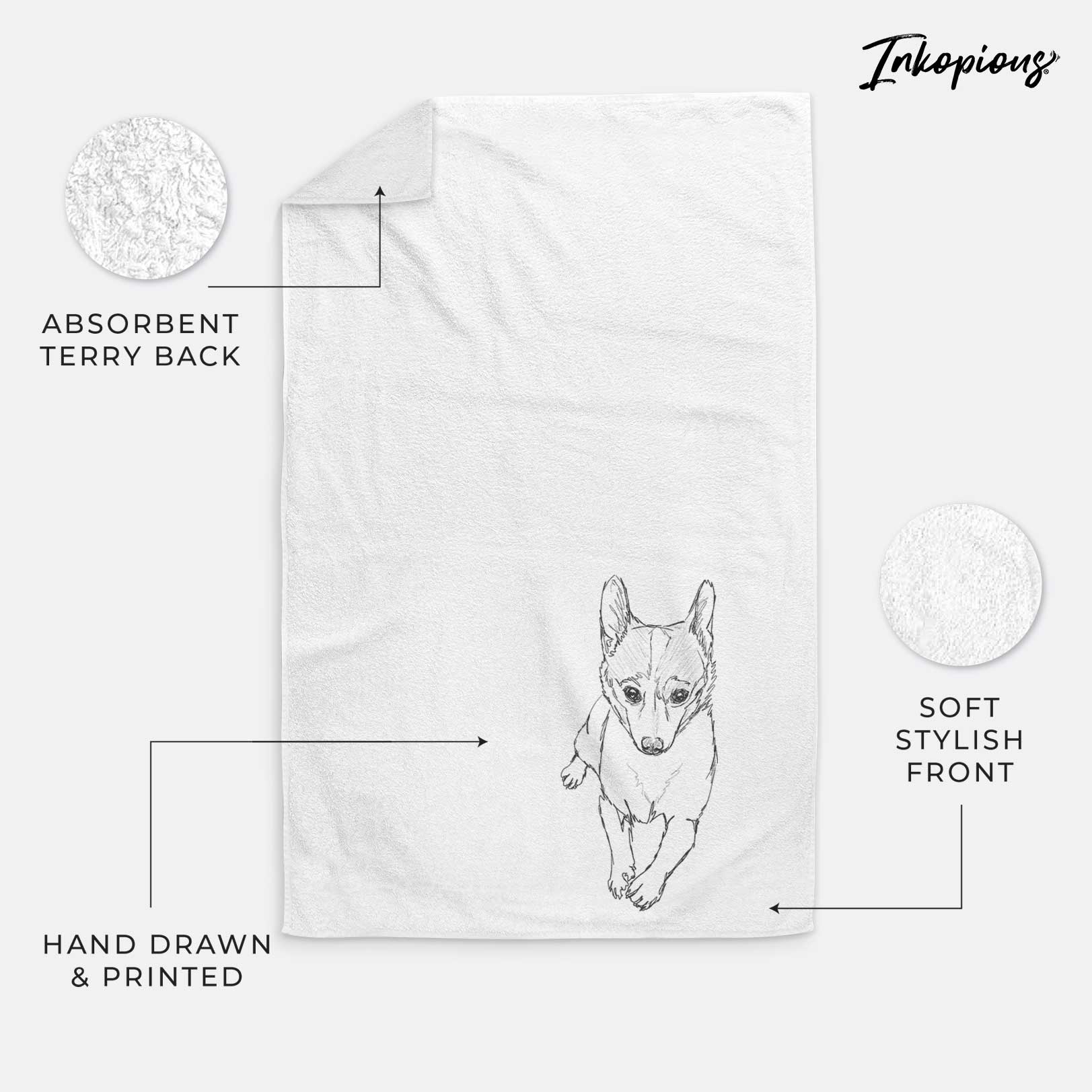 Doodled Buddy the Fox Terrier Chihuahua Decorative Hand Towel