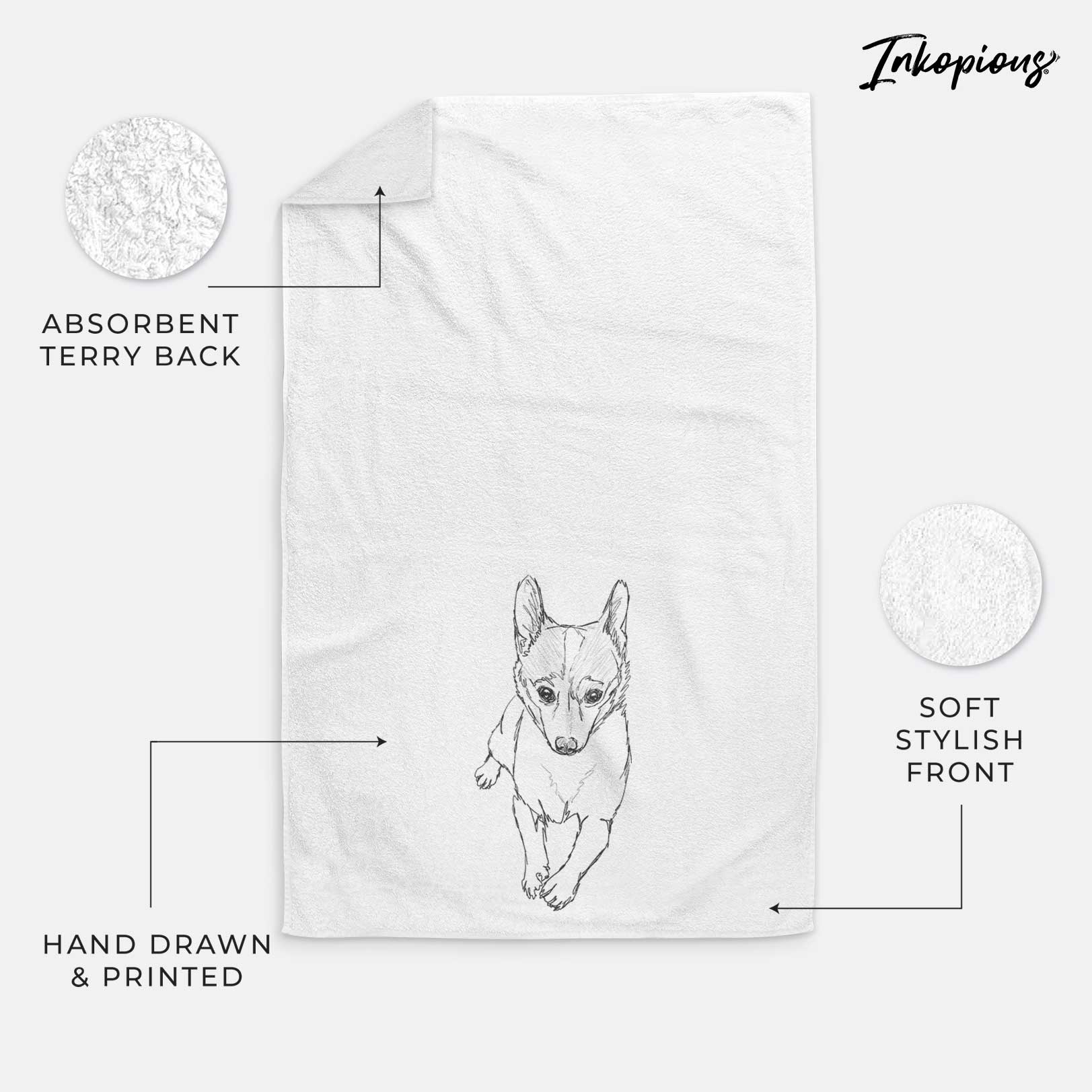 Doodled Buddy the Fox Terrier Chihuahua Decorative Hand Towel