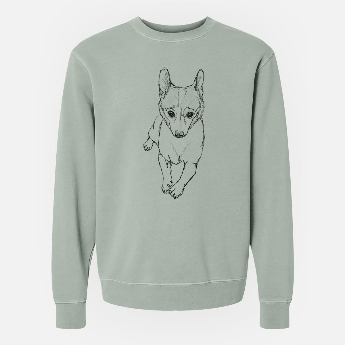 Doodled Buddy the Fox Terrier Chihuahua - Unisex Pigment Dyed Crew Sweatshirt
