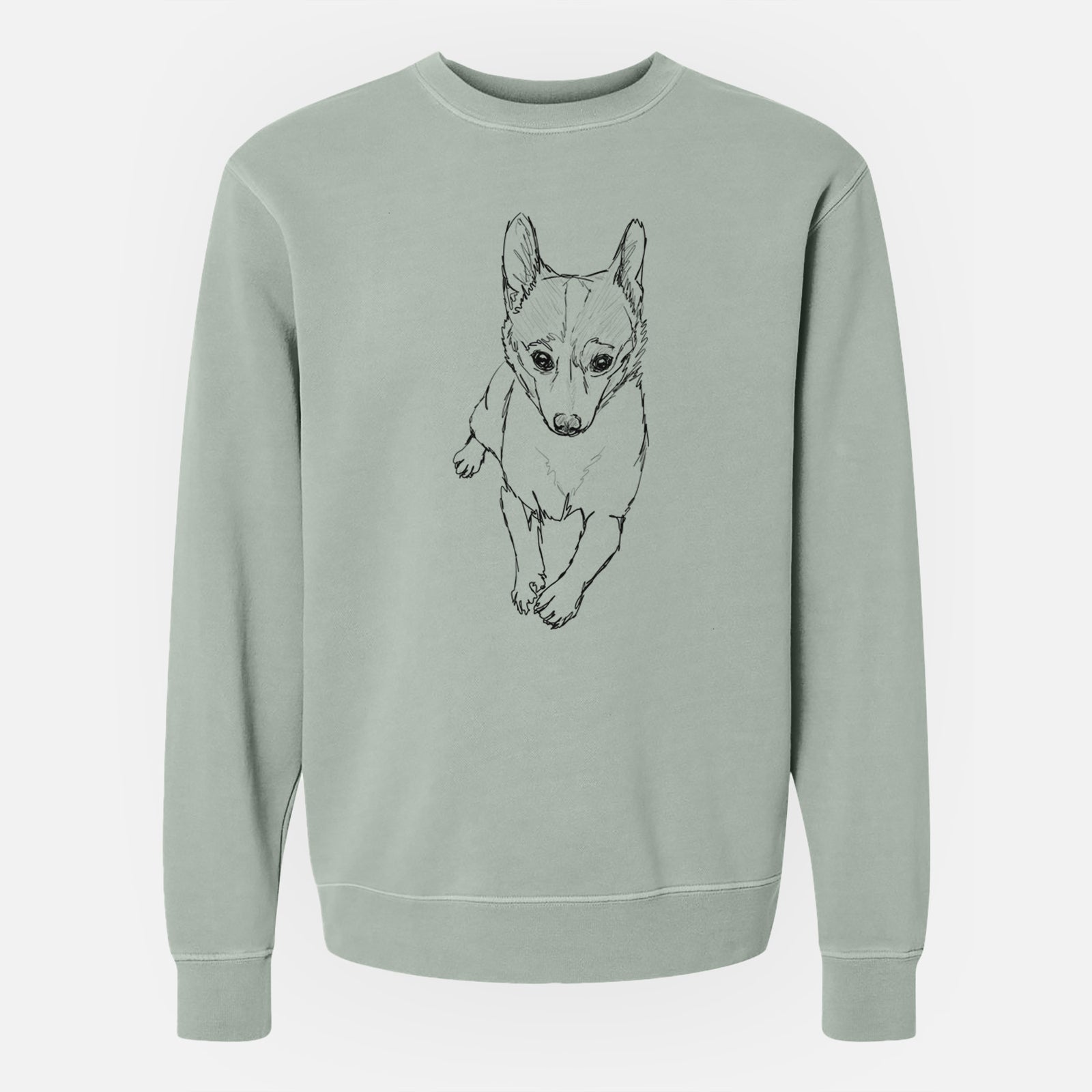 Doodled Buddy the Fox Terrier Chihuahua - Unisex Pigment Dyed Crew Sweatshirt