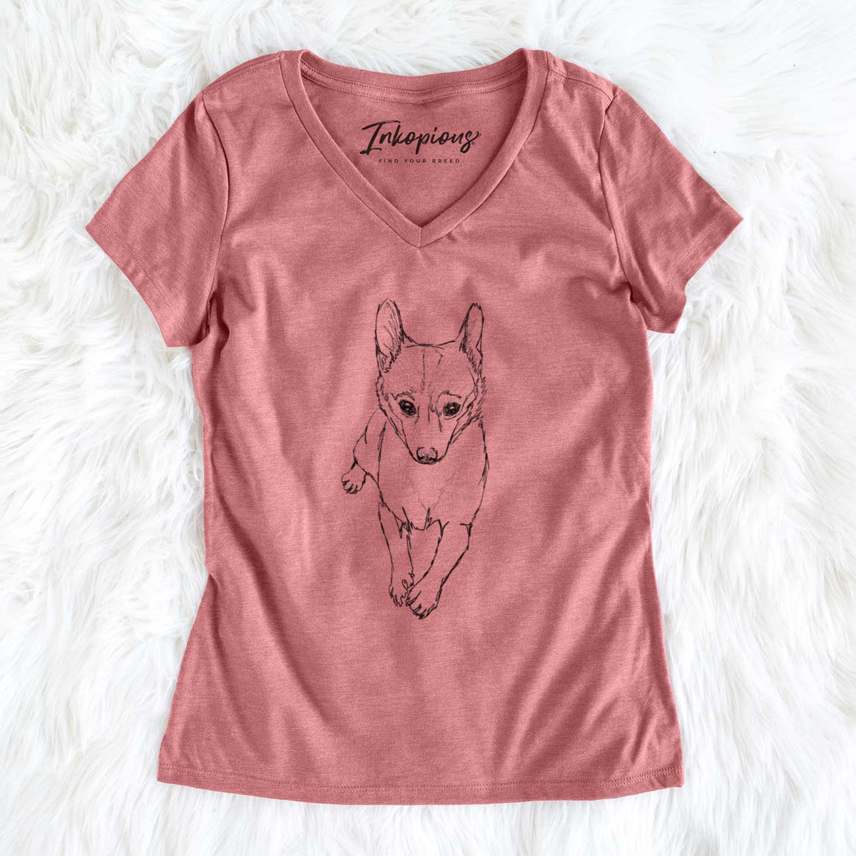 Doodled Buddy the Fox Terrier Chihuahua - Women&#39;s V-neck Shirt