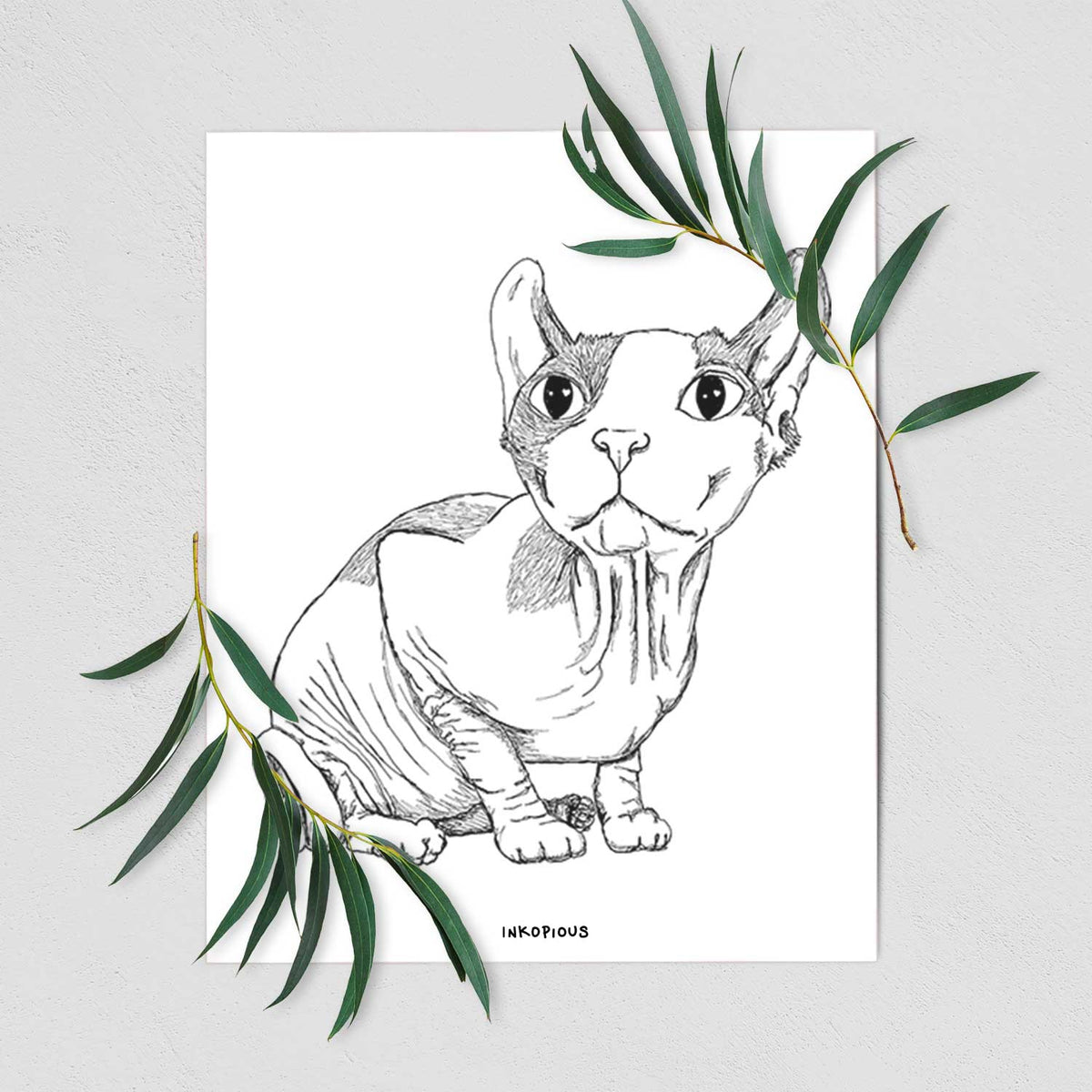 Doodled Bug the Sphynx Art Print