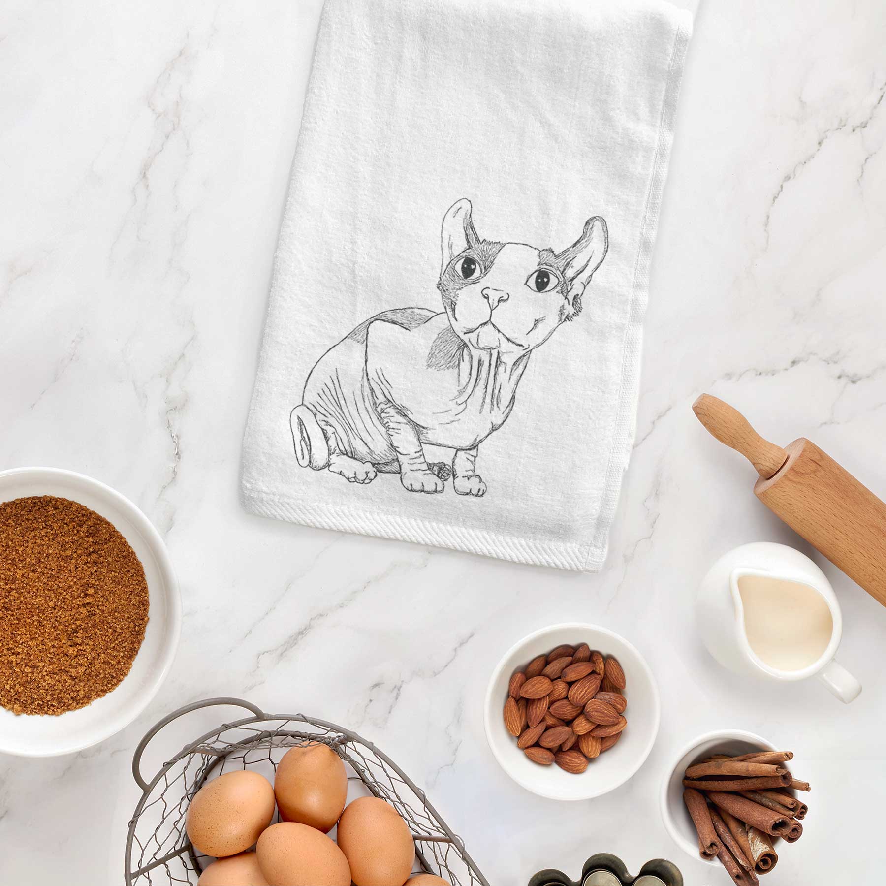 Doodled Bug the Sphynx Decorative Hand Towel