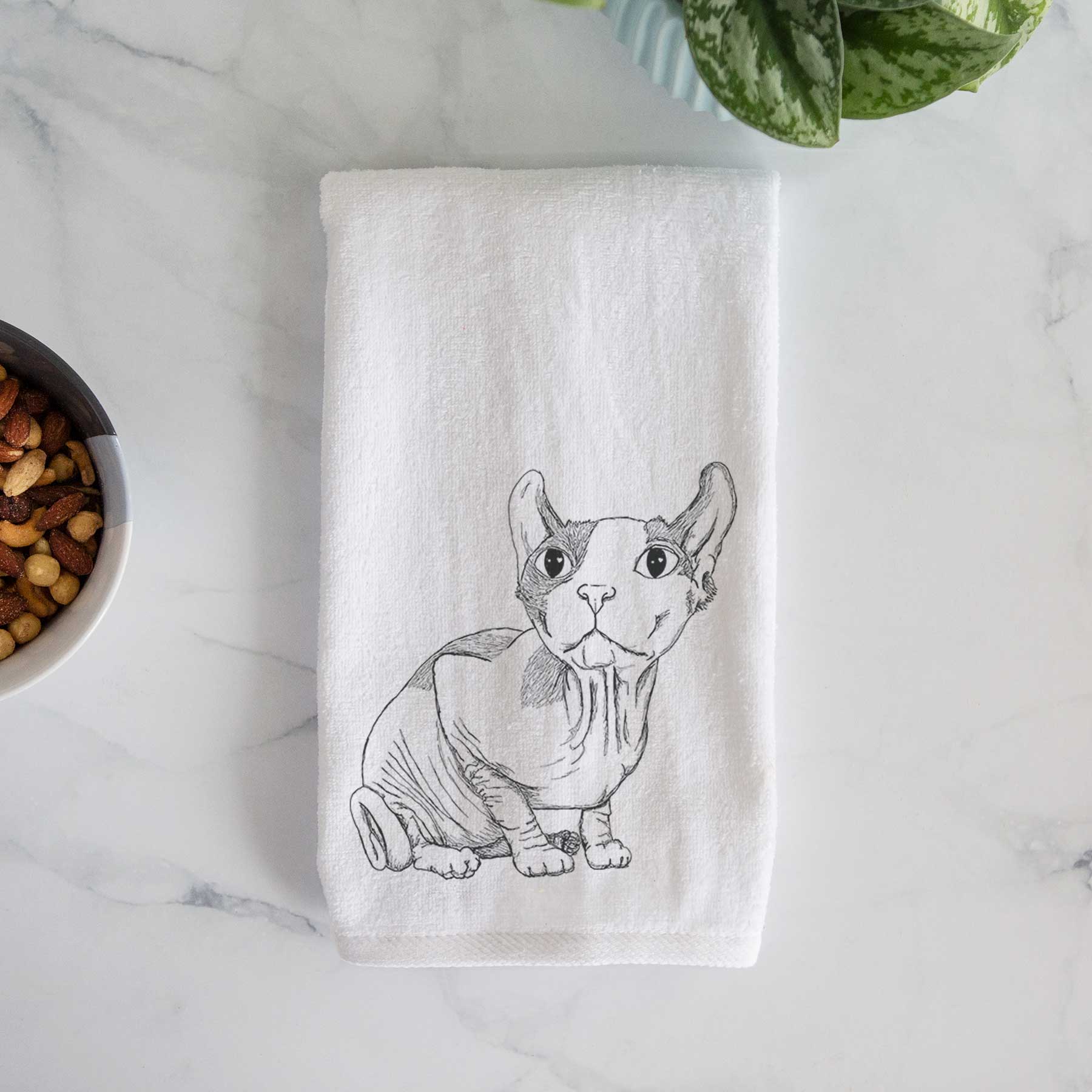 Doodled Bug the Sphynx Decorative Hand Towel