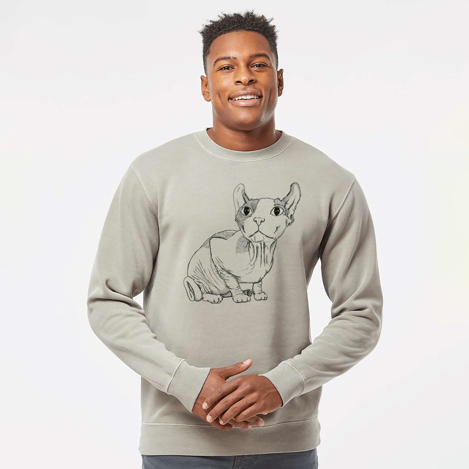 Doodled Bug the Sphynx - Unisex Pigment Dyed Crew Sweatshirt