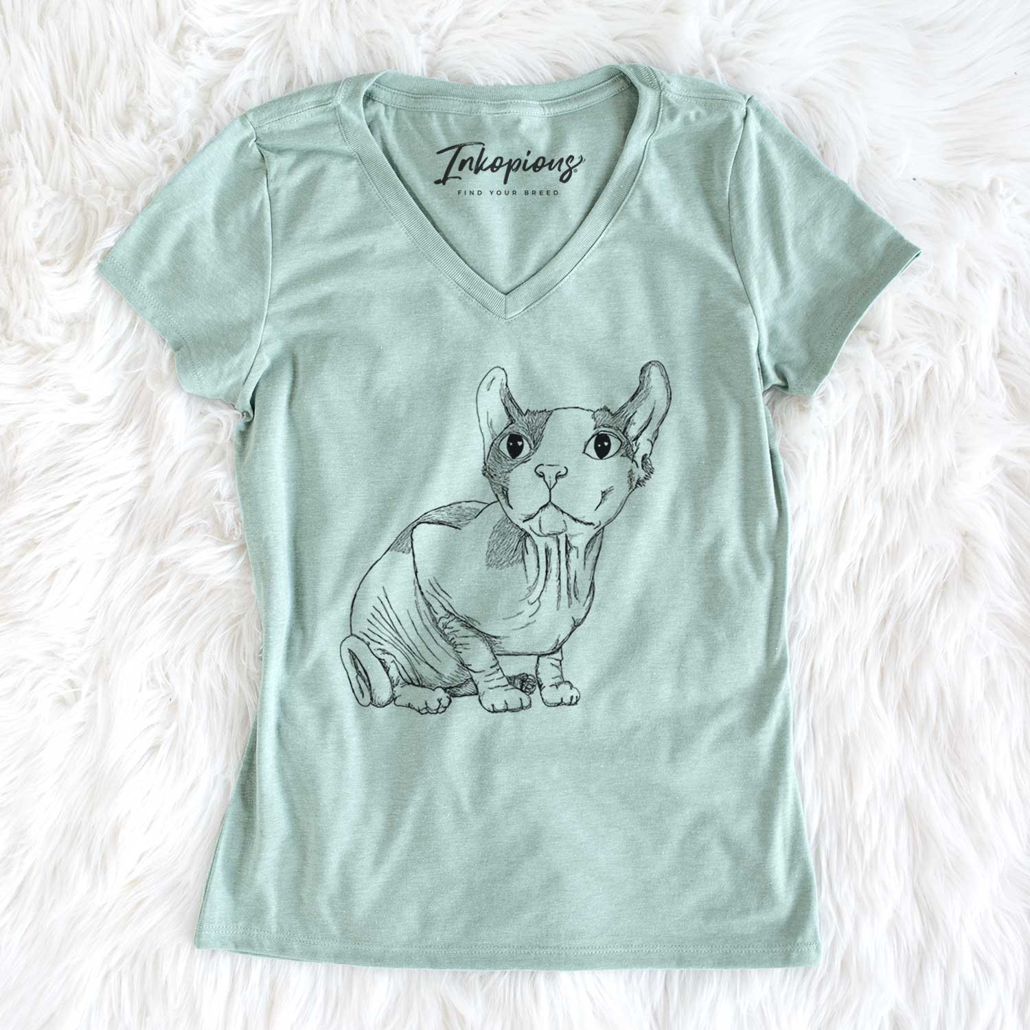 Doodled Bug the Sphynx - Women's V-neck Shirt