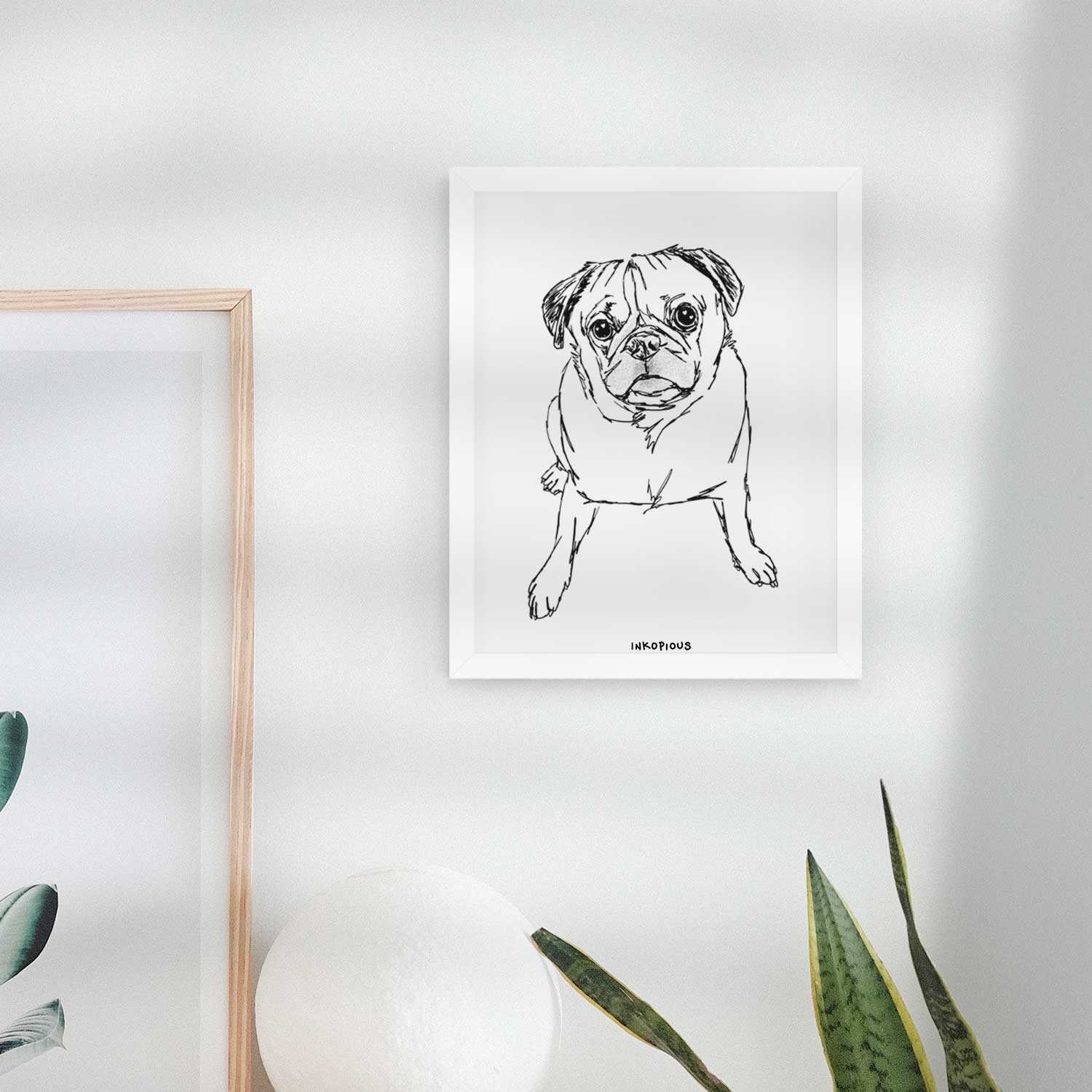 Doodled Bugsy the Pug Art Print