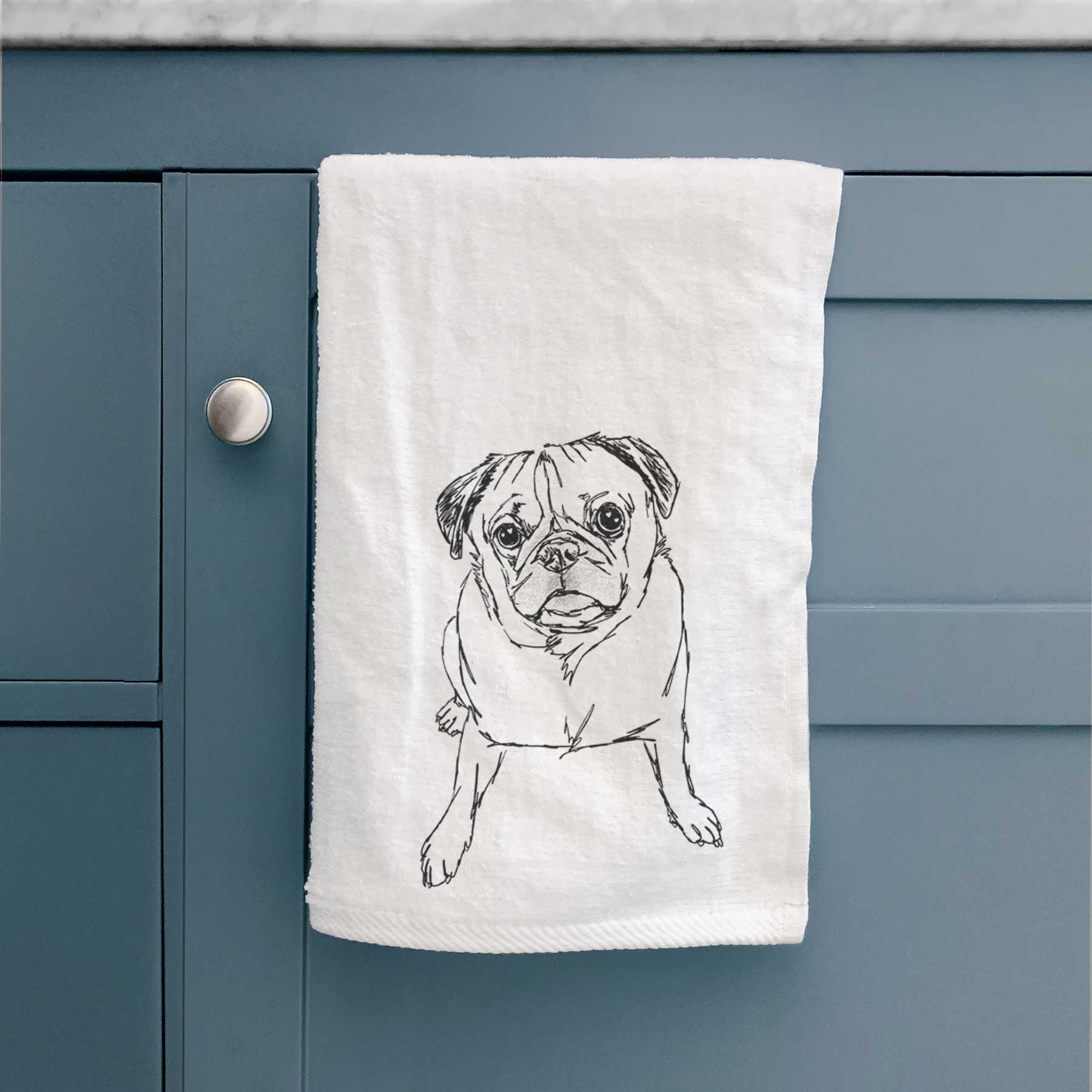 Doodled Bugsy the Pug Decorative Hand Towel