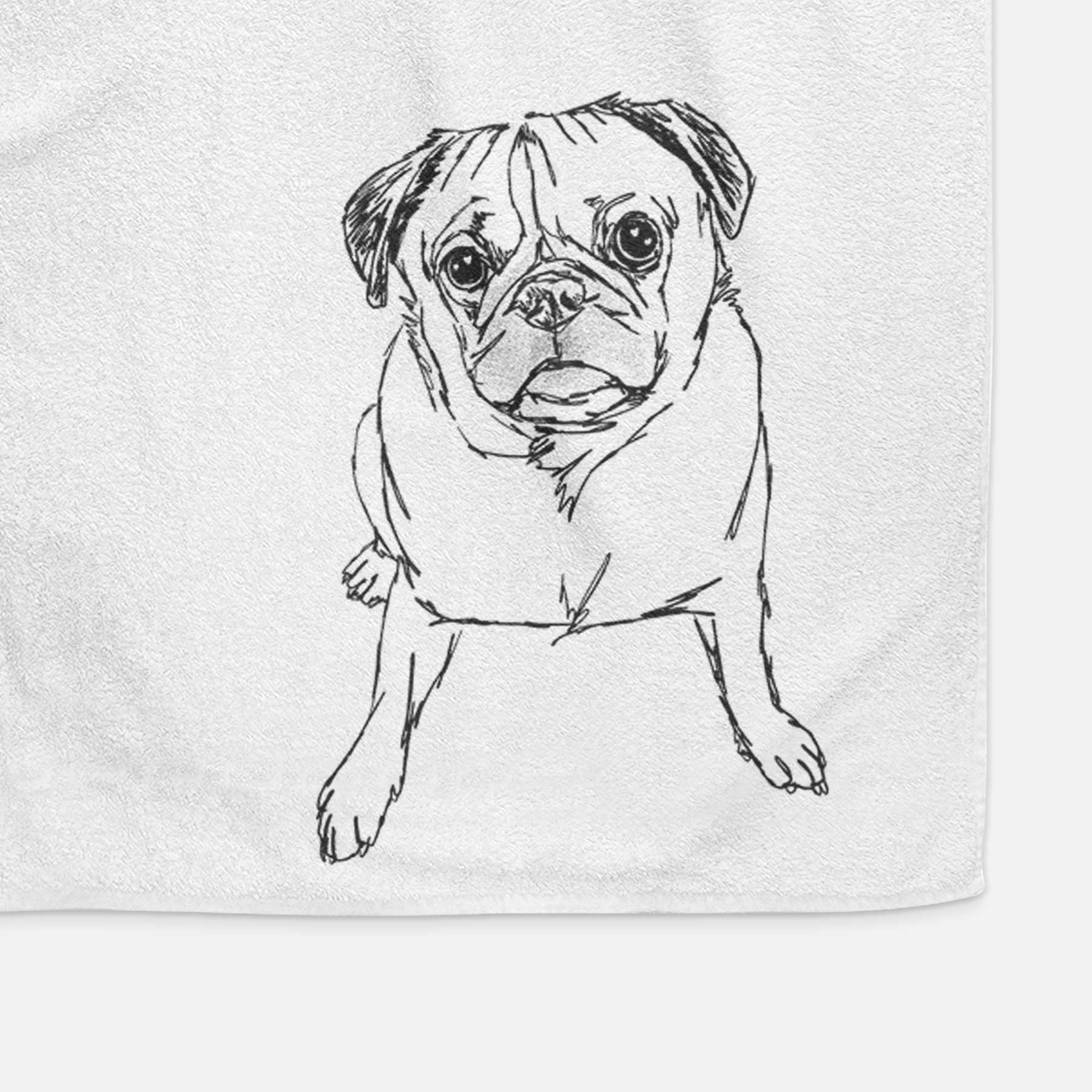 Doodled Bugsy the Pug Decorative Hand Towel