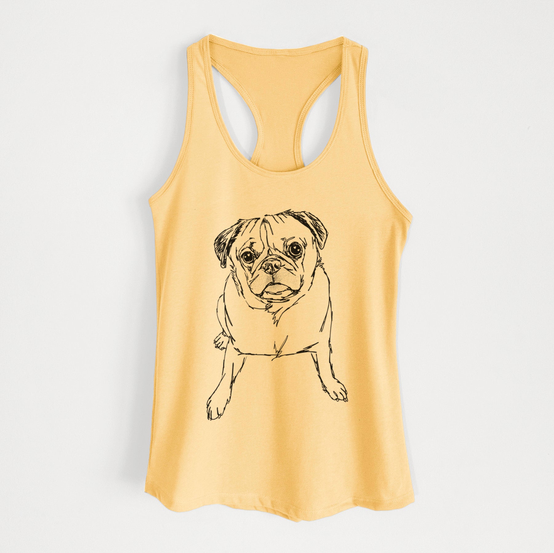 Doodled Bugsy the Pug - Women's Racerback Tanktop