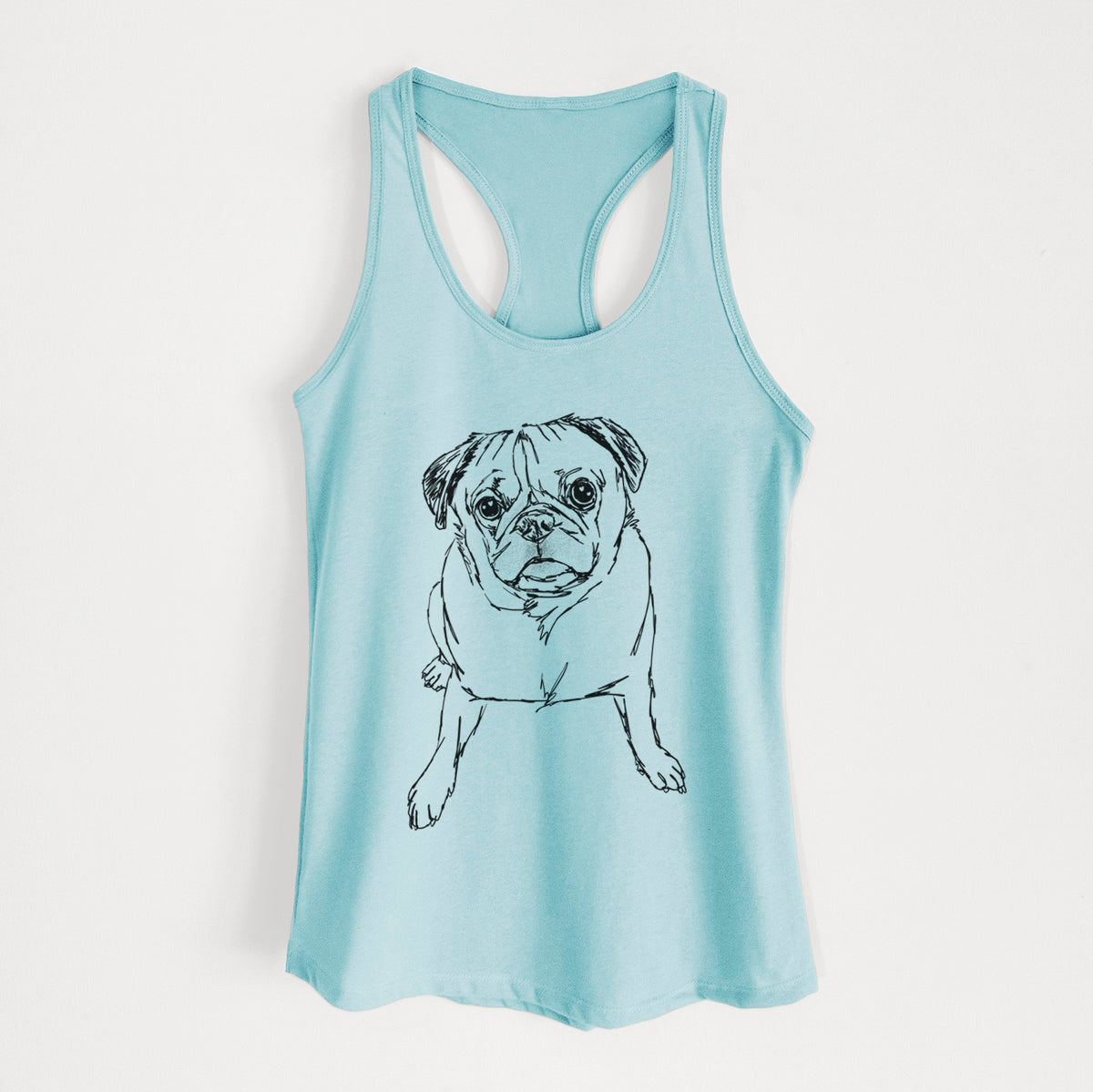 Doodled Bugsy the Pug - Women&#39;s Racerback Tanktop