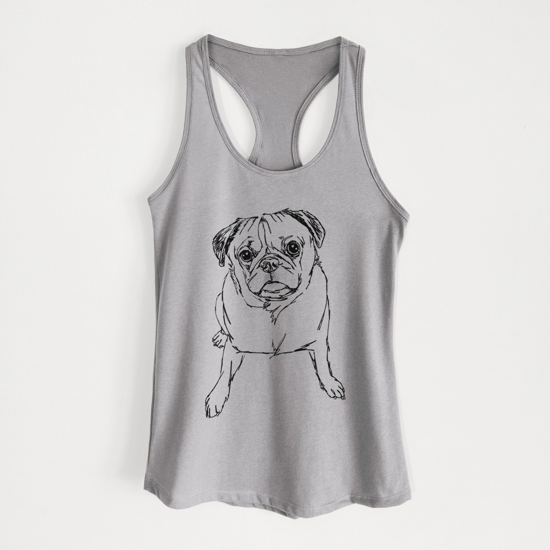 Doodled Bugsy the Pug - Women's Racerback Tanktop