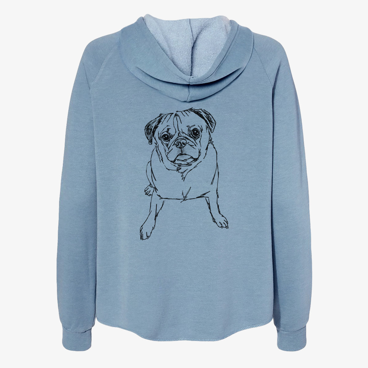 Doodled Bugsy the Pug - Women's Cali Wave Zip-Up Sweatshirt