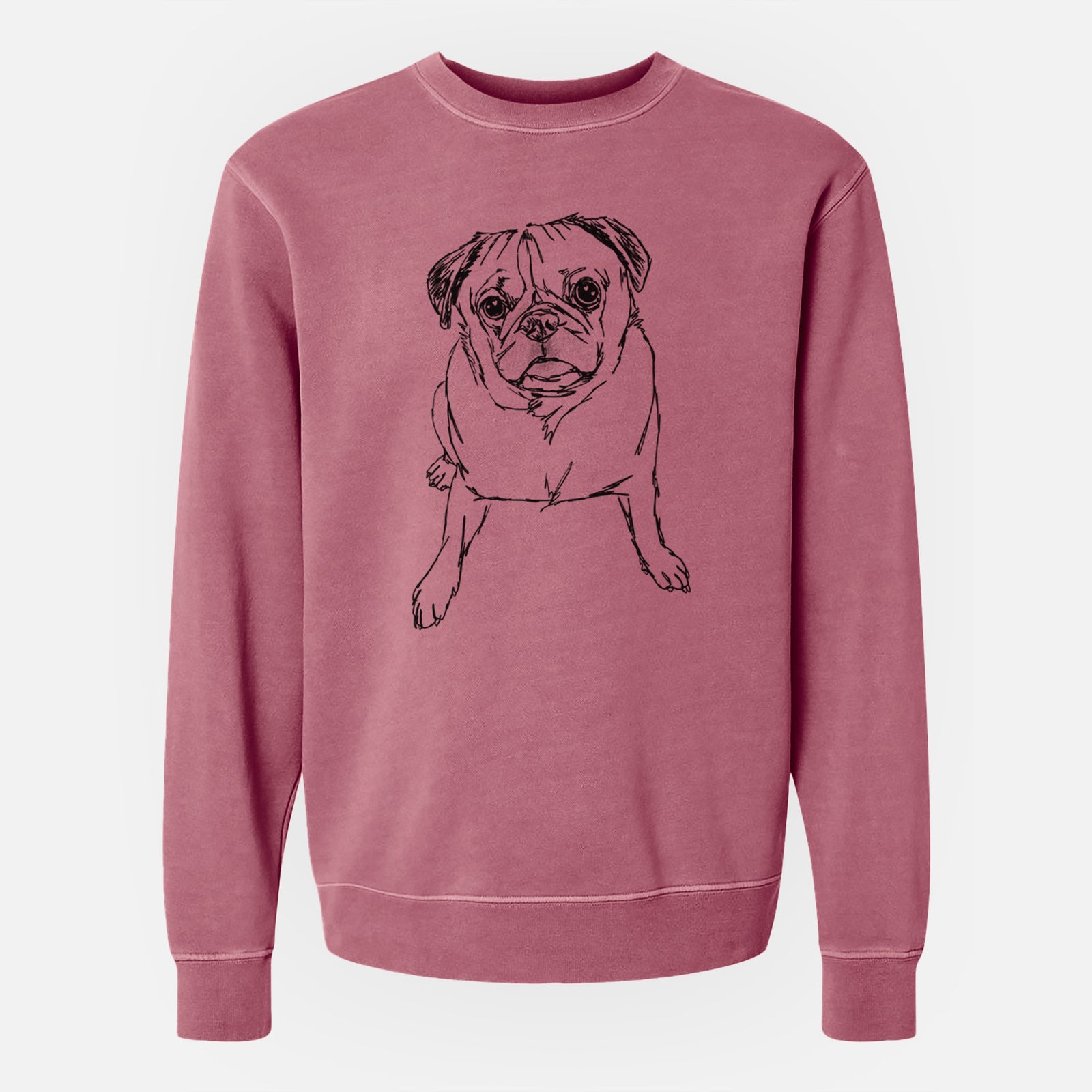 Doodled Bugsy the Pug - Unisex Pigment Dyed Crew Sweatshirt