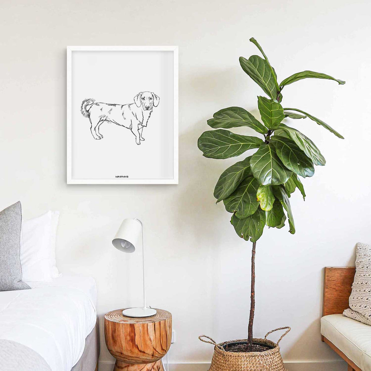 Doodled Buster the Basset Hound Mix Art Print