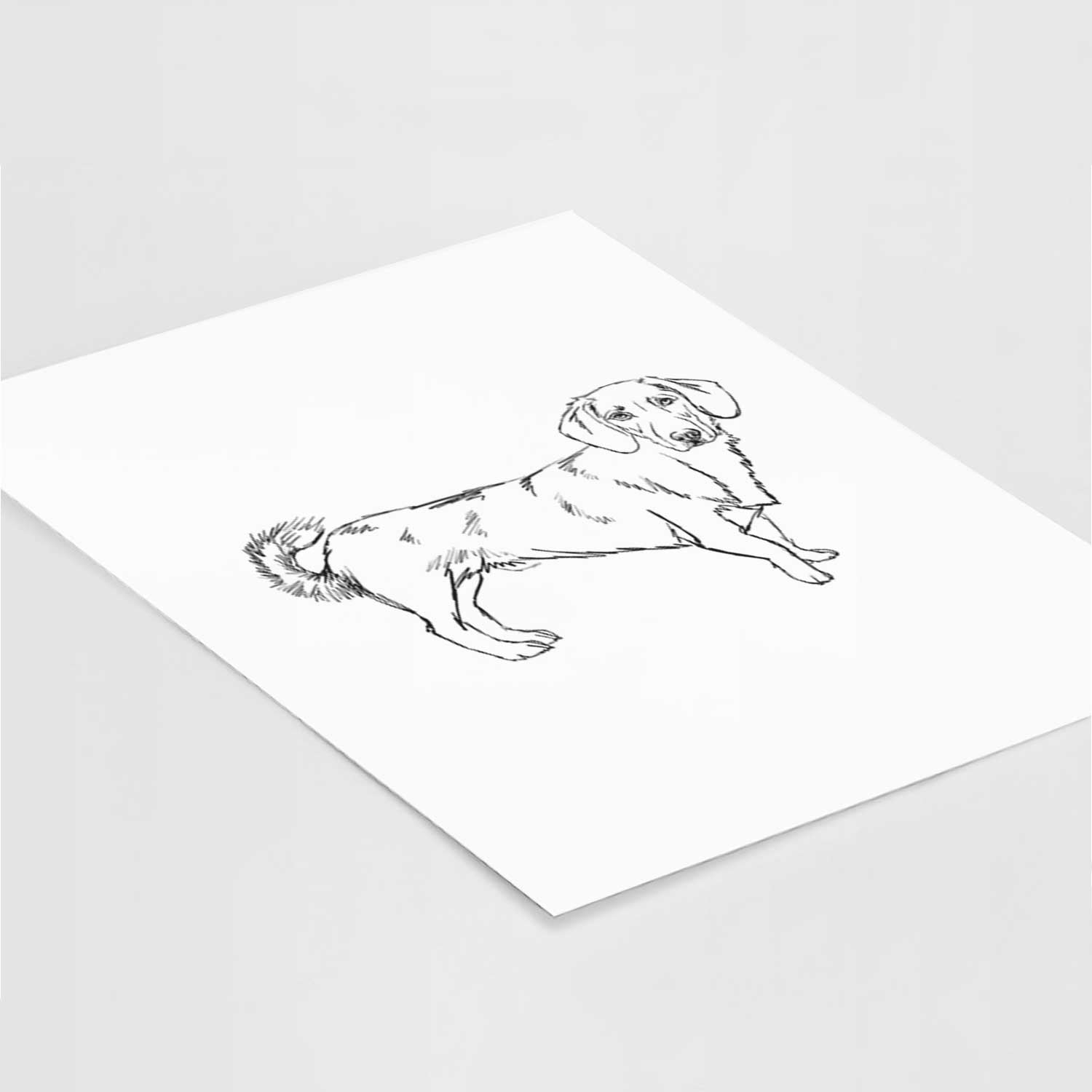 Doodled Buster the Basset Hound Mix Art Print