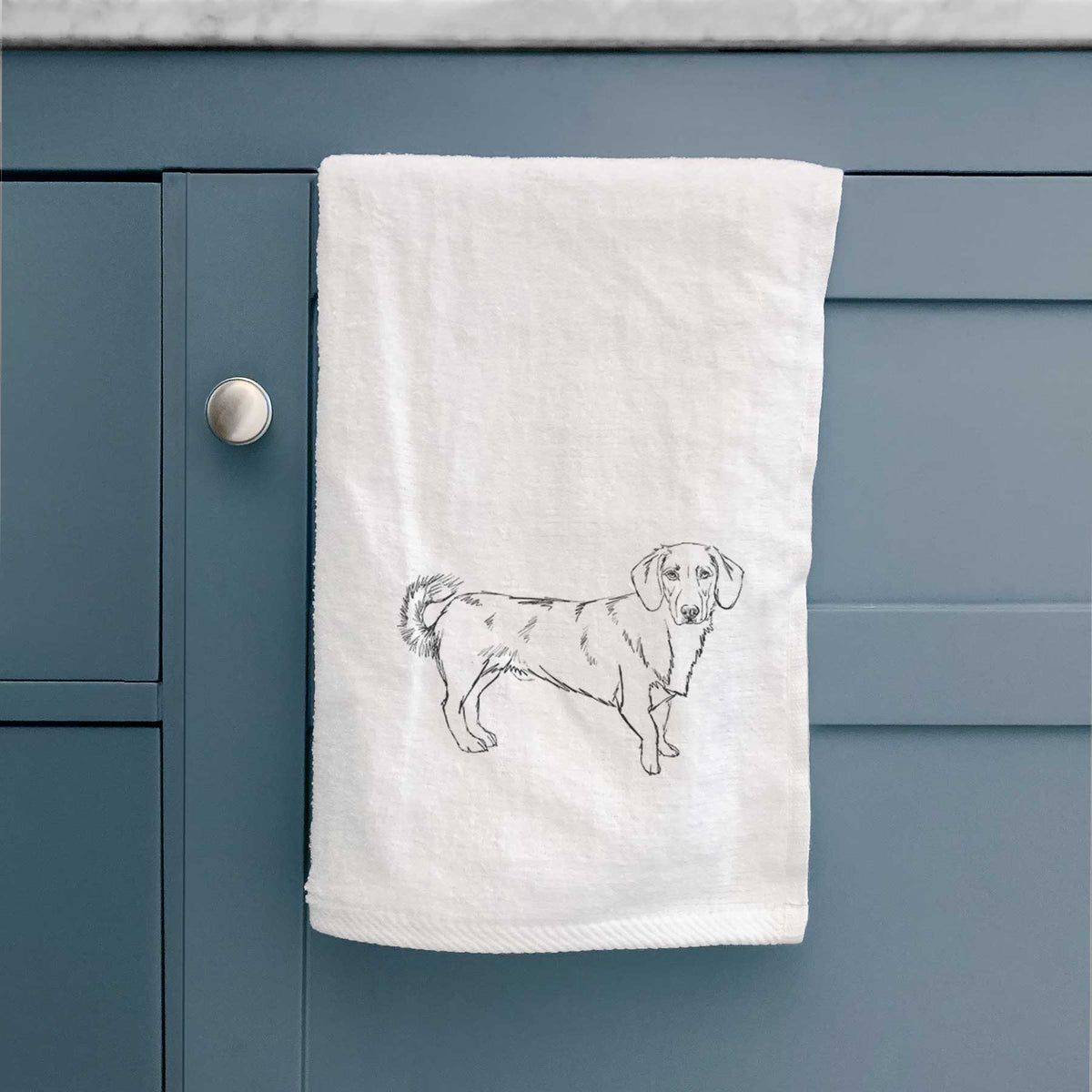 Doodled Buster the Basset Hound Mix Decorative Hand Towel