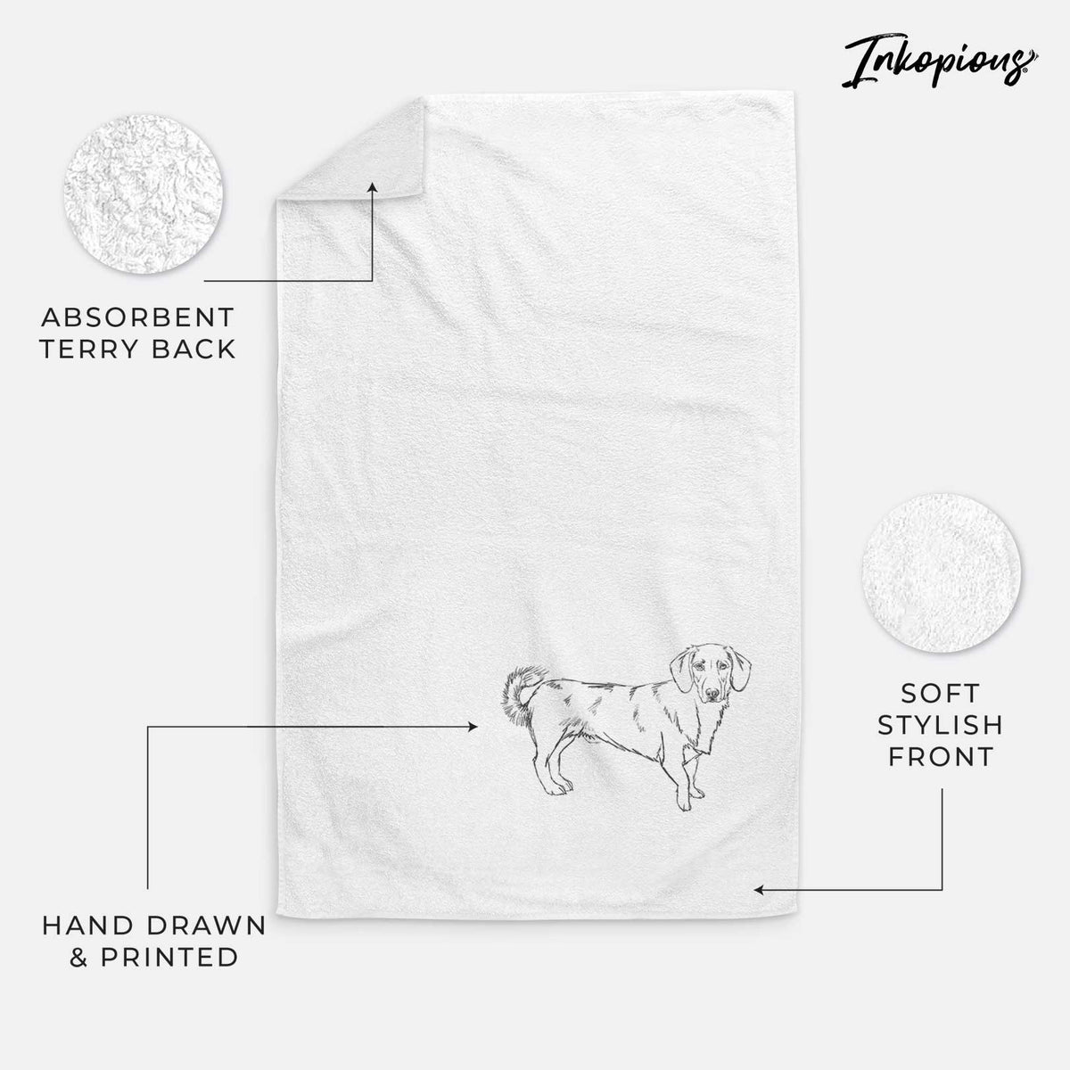 Doodled Buster the Basset Hound Mix Decorative Hand Towel