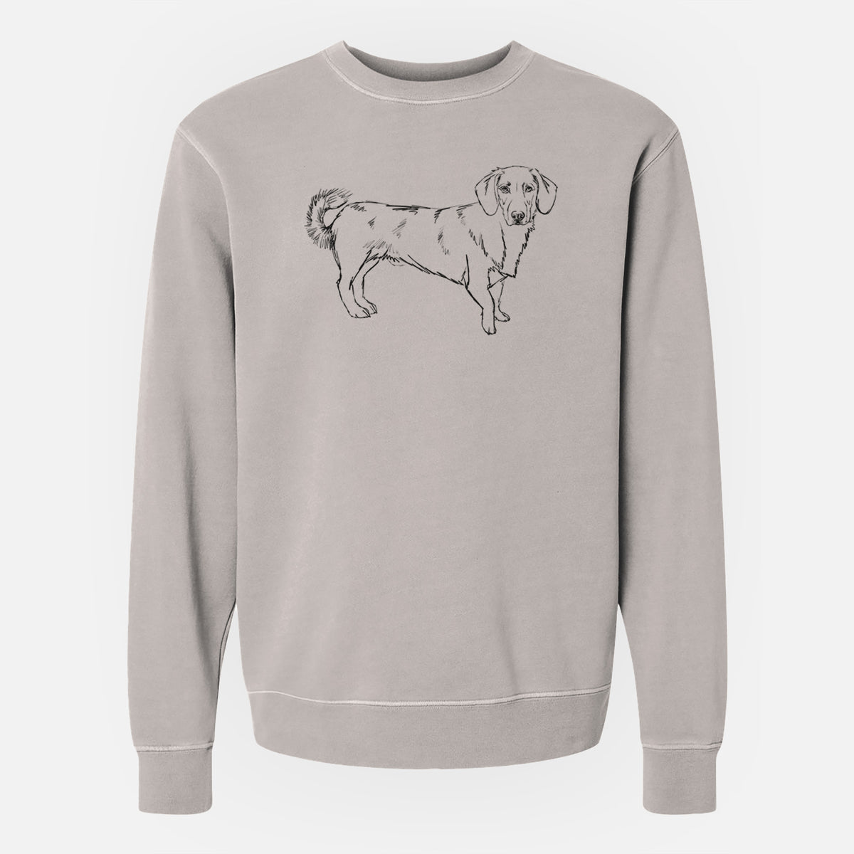 Doodled Buster the Basset Hound Mix - Unisex Pigment Dyed Crew Sweatshirt