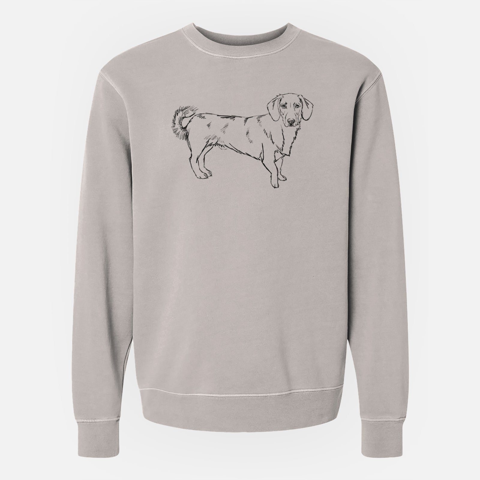 Doodled Buster the Basset Hound Mix - Unisex Pigment Dyed Crew Sweatshirt