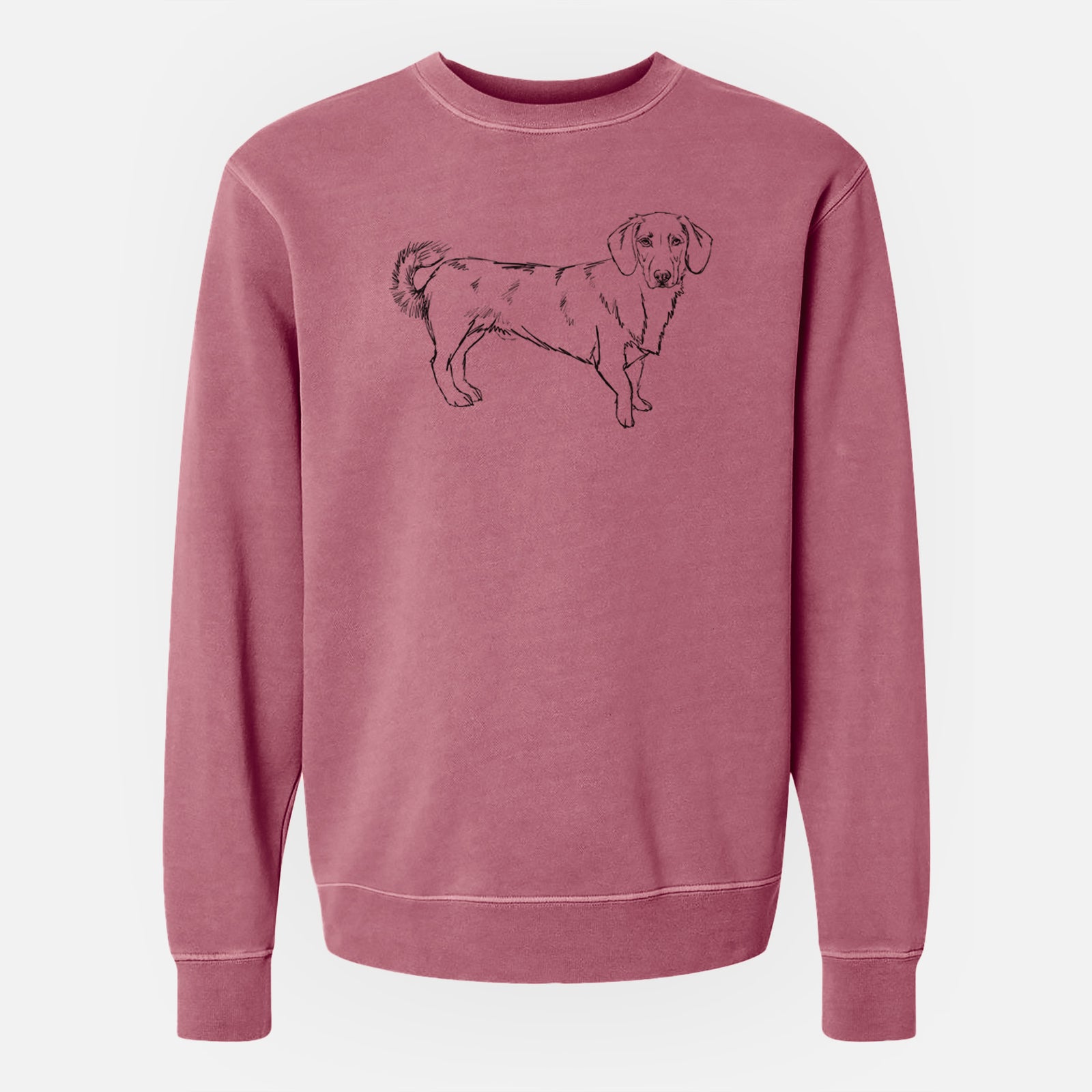 Doodled Buster the Basset Hound Mix - Unisex Pigment Dyed Crew Sweatshirt