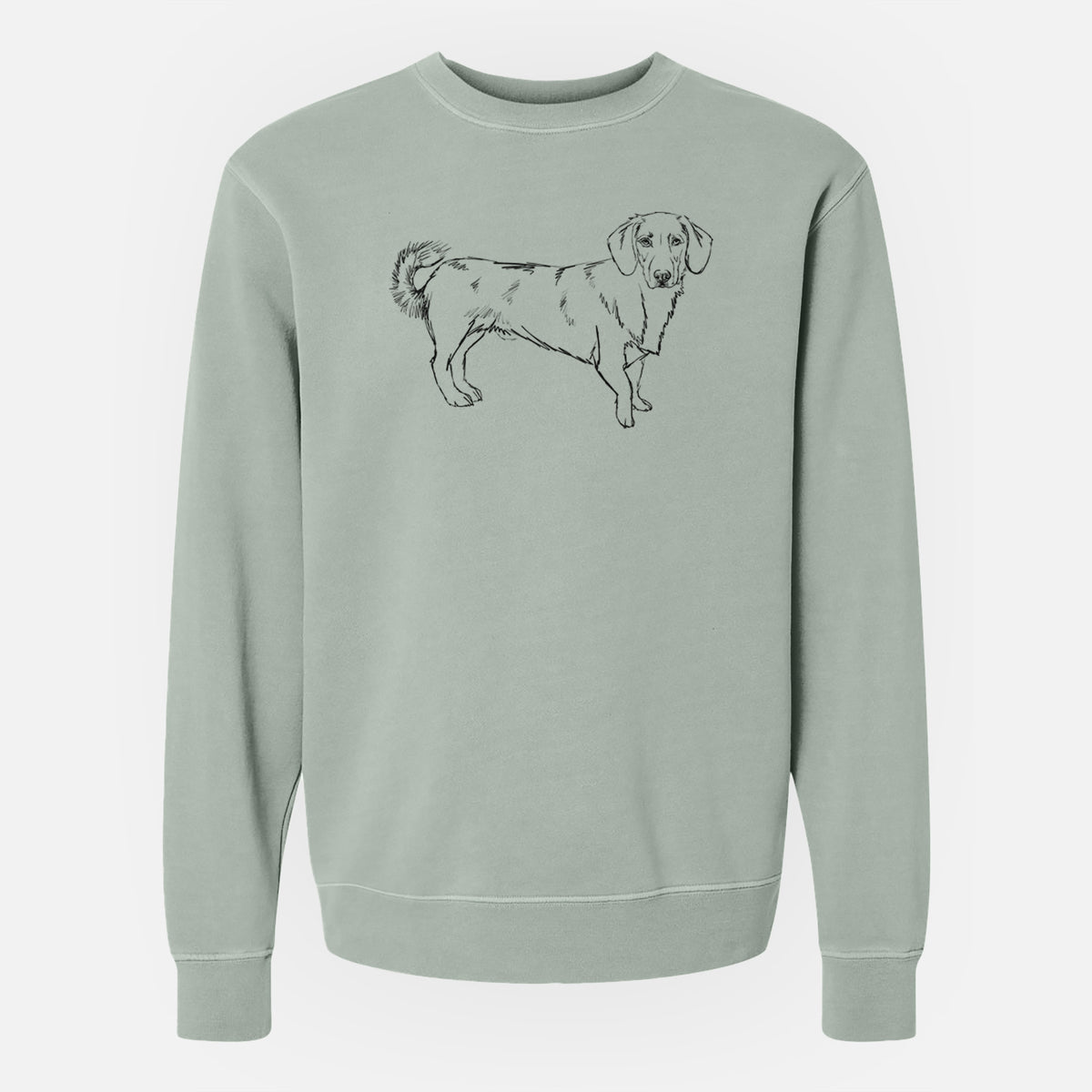 Doodled Buster the Basset Hound Mix - Unisex Pigment Dyed Crew Sweatshirt